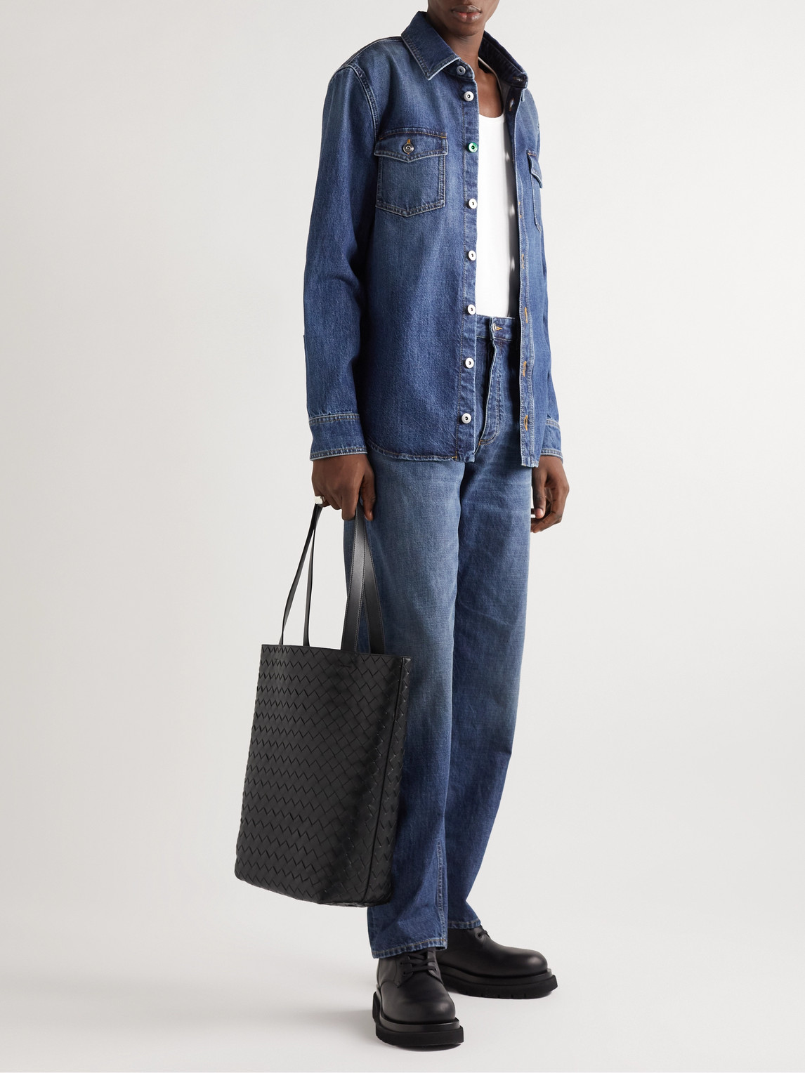 Small N/S Intrecciato Leather Tote Bag — 2