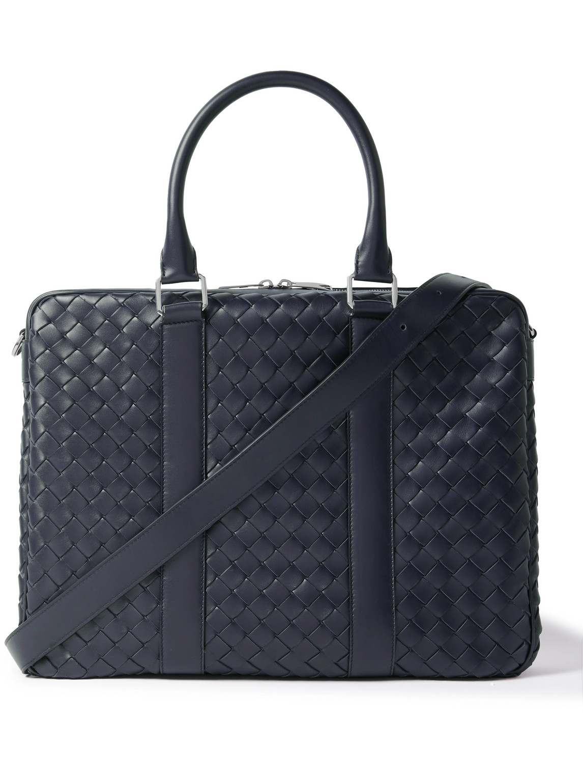 Bottega Veneta Avenue Intrecciato Leather Briefcase In Blue