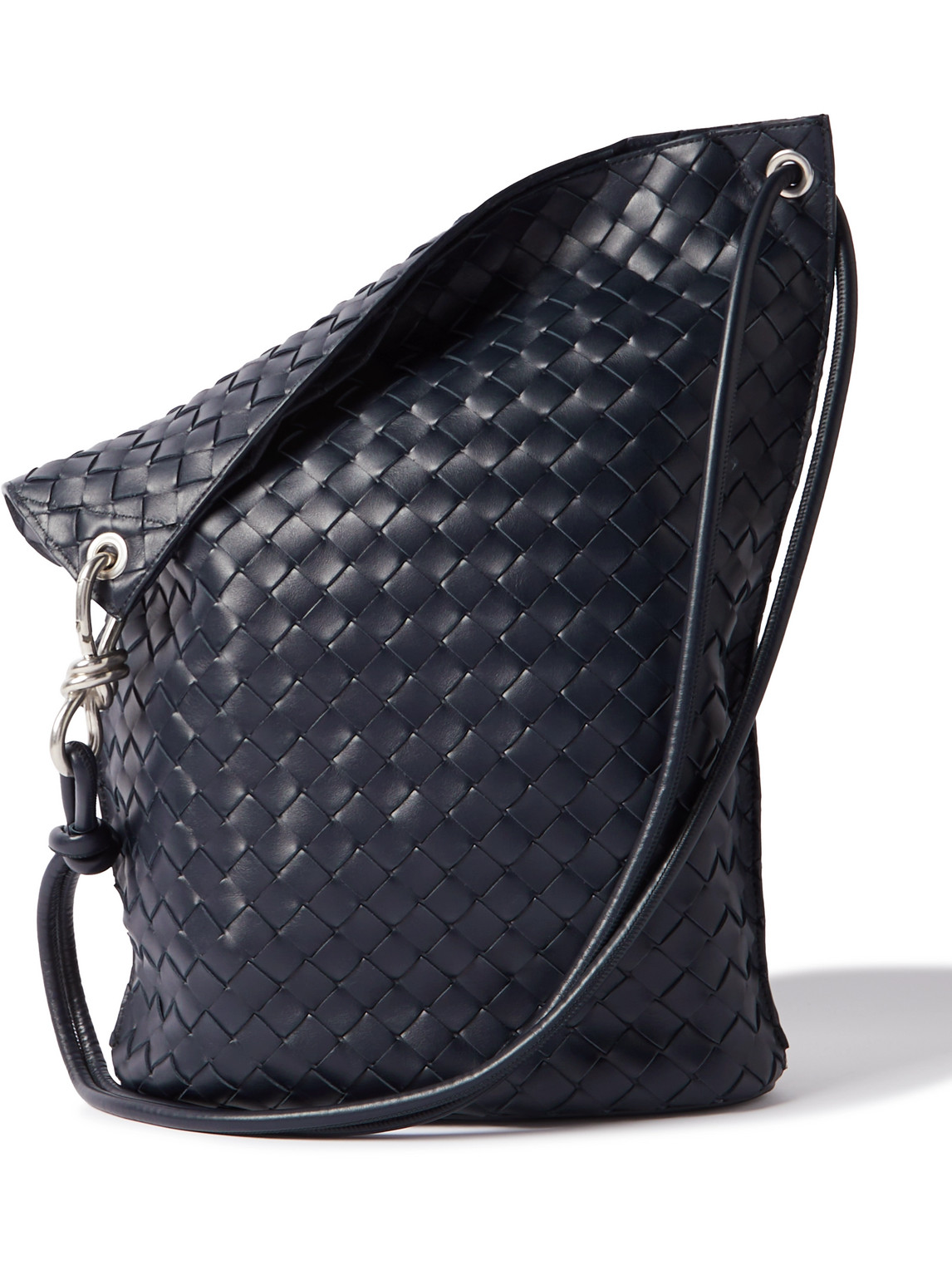 Bottega Veneta 15 Avenue Virgule Intrecciato Sling Bag Black-Silver