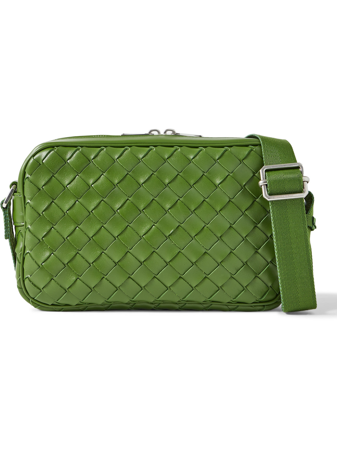 Bottega Veneta Intrecciato Leather Messenger Bag In Green