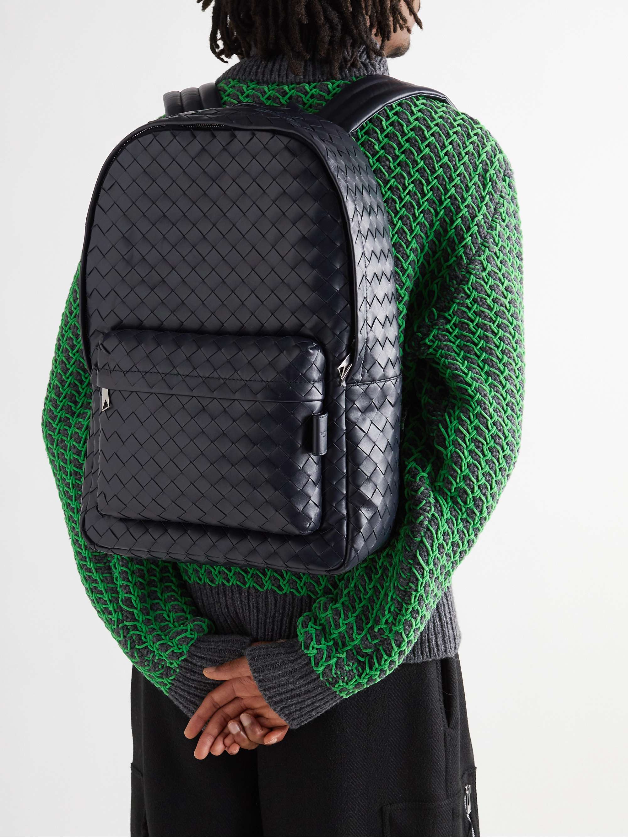 Bottega Veneta Intrecciato Leather Backpack/Rucksack Black