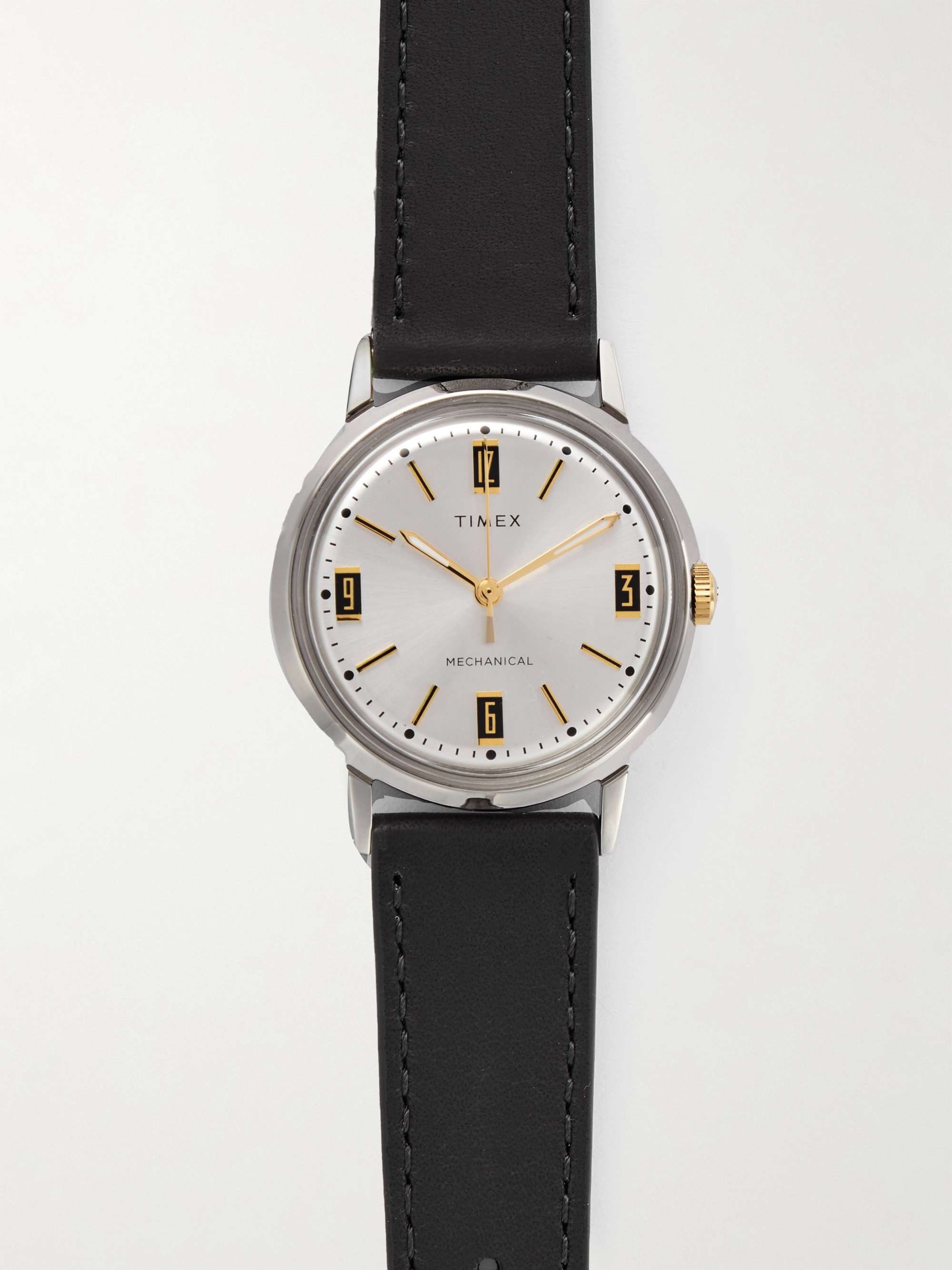 TIMEX Marlin Hand-Wound 34mm Stainless Steel and Leather Watch