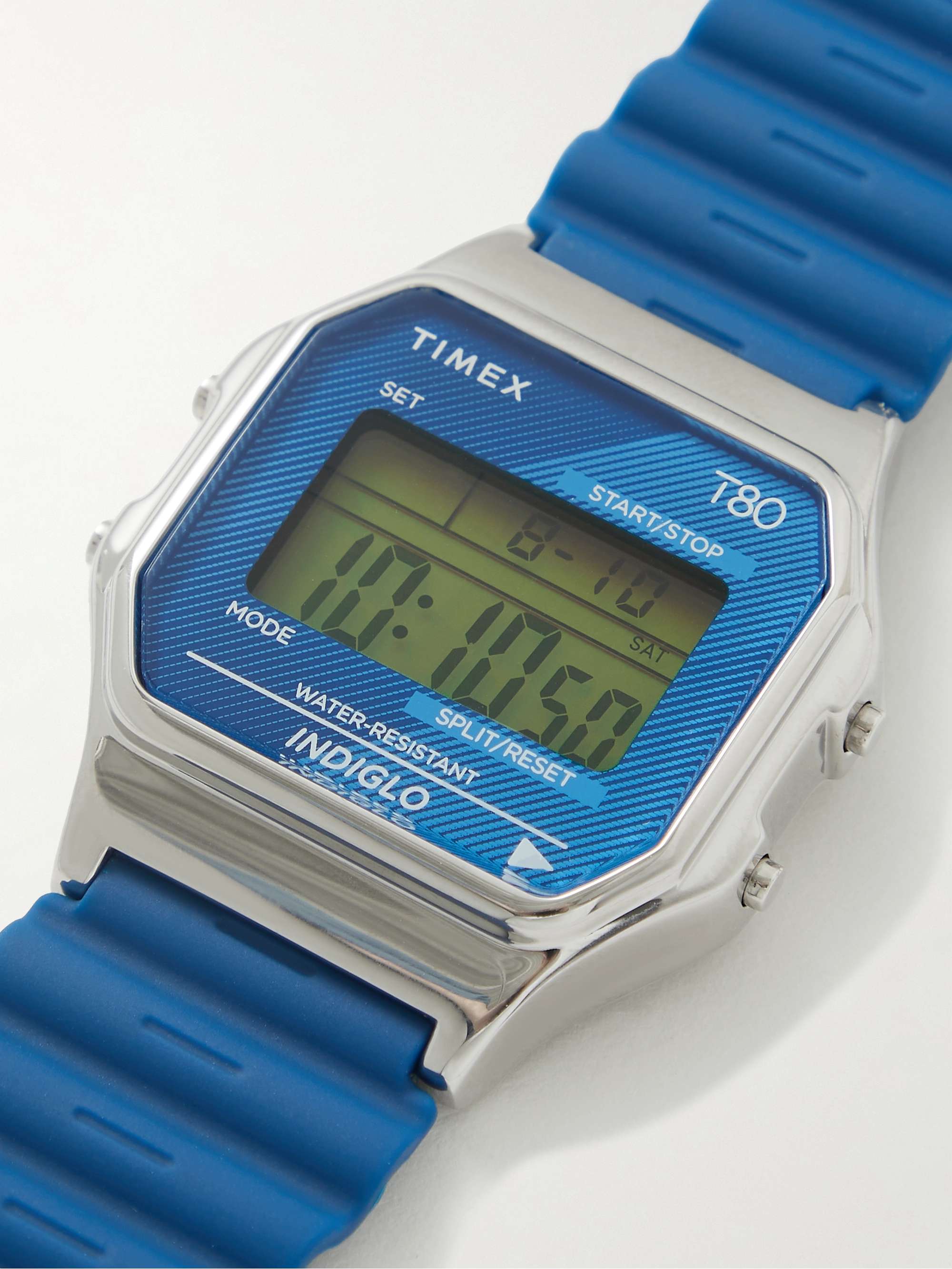 TIMEX T80 34mm Stainless Steel and Rubber Digital Watch