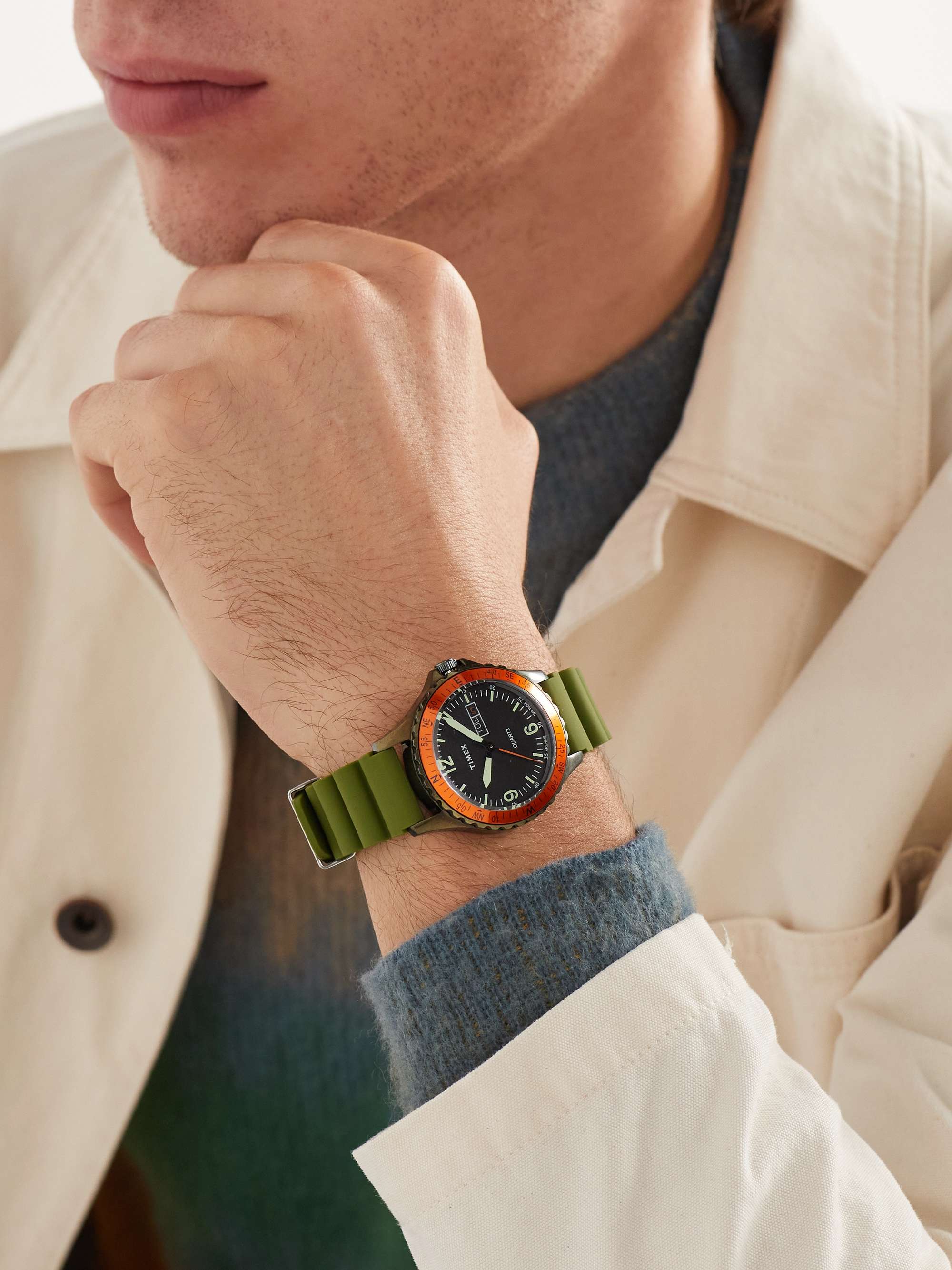 TIMEX Navi Land 38mm Stainless Steel and Rubber Watch