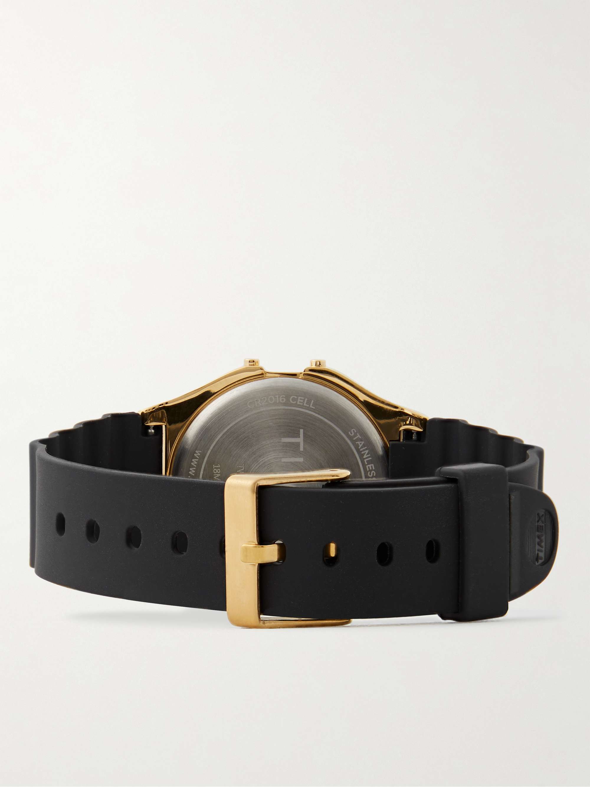 TIMEX T80 34mm Gold-Tone and Rubber Digital Watch
