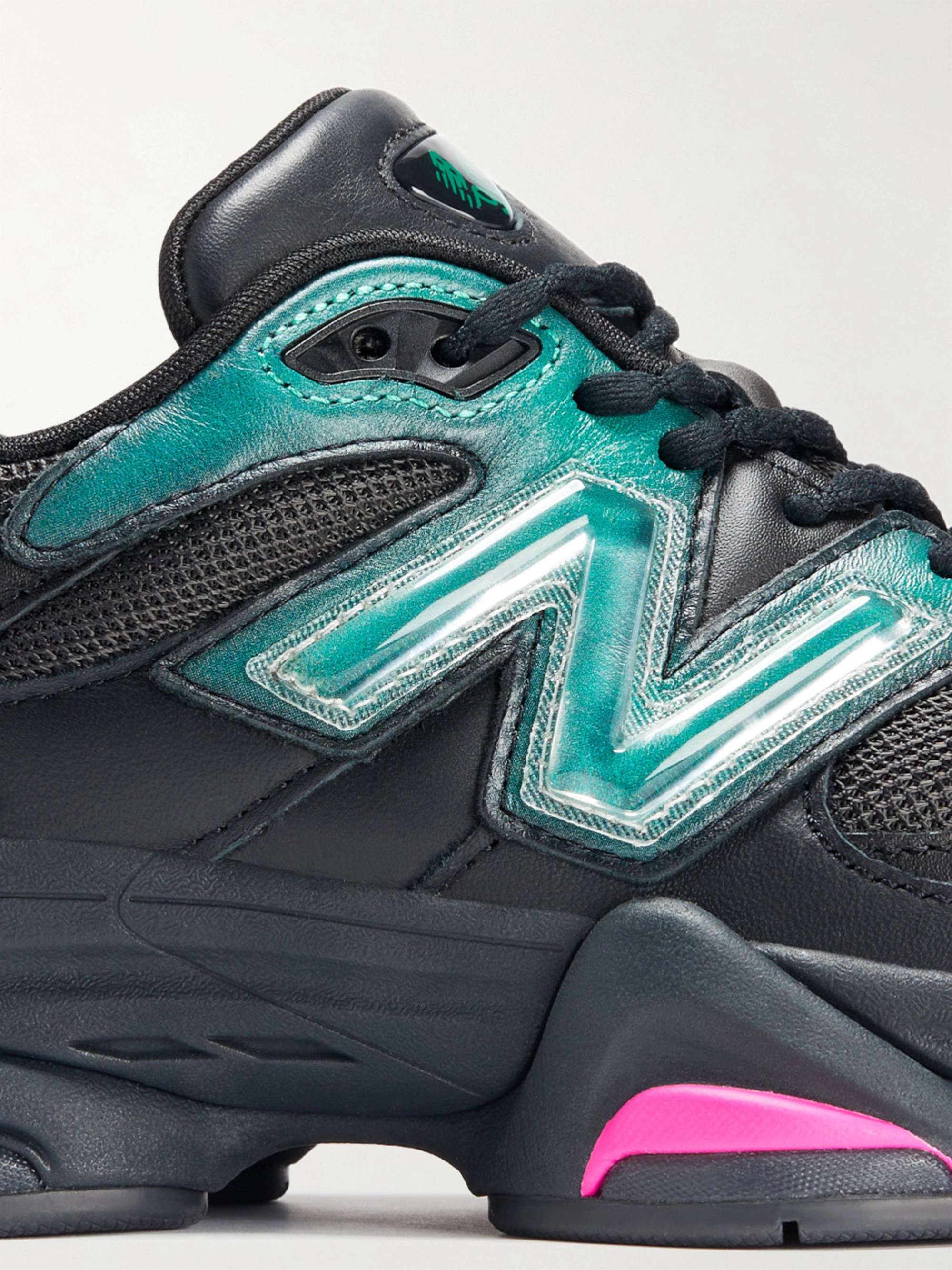 NEW BALANCE + Mowalola U9060ML Leather-Trimmed Mesh Sneakers