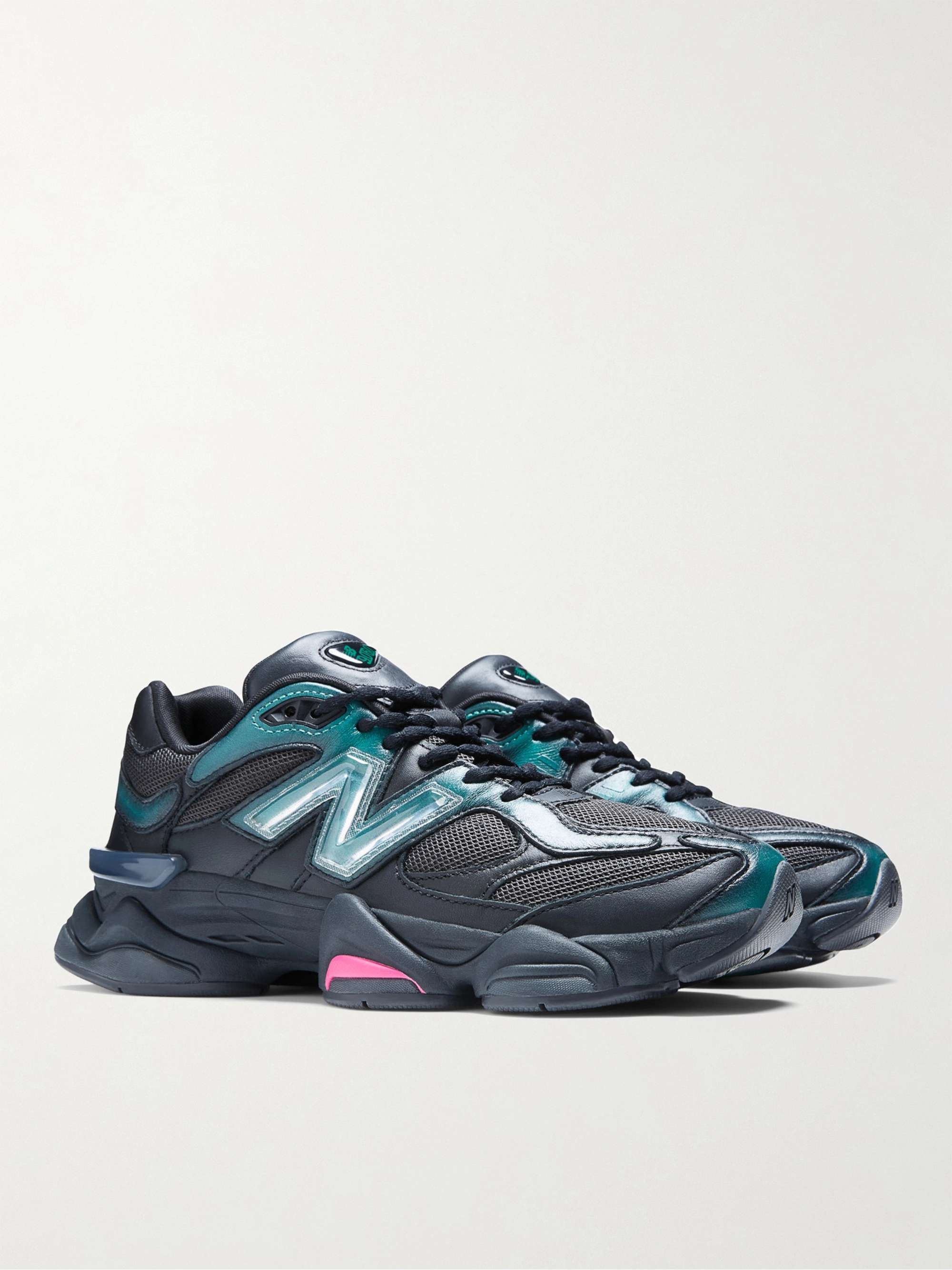 NEW BALANCE + Mowalola U9060ML Leather-Trimmed Mesh Sneakers