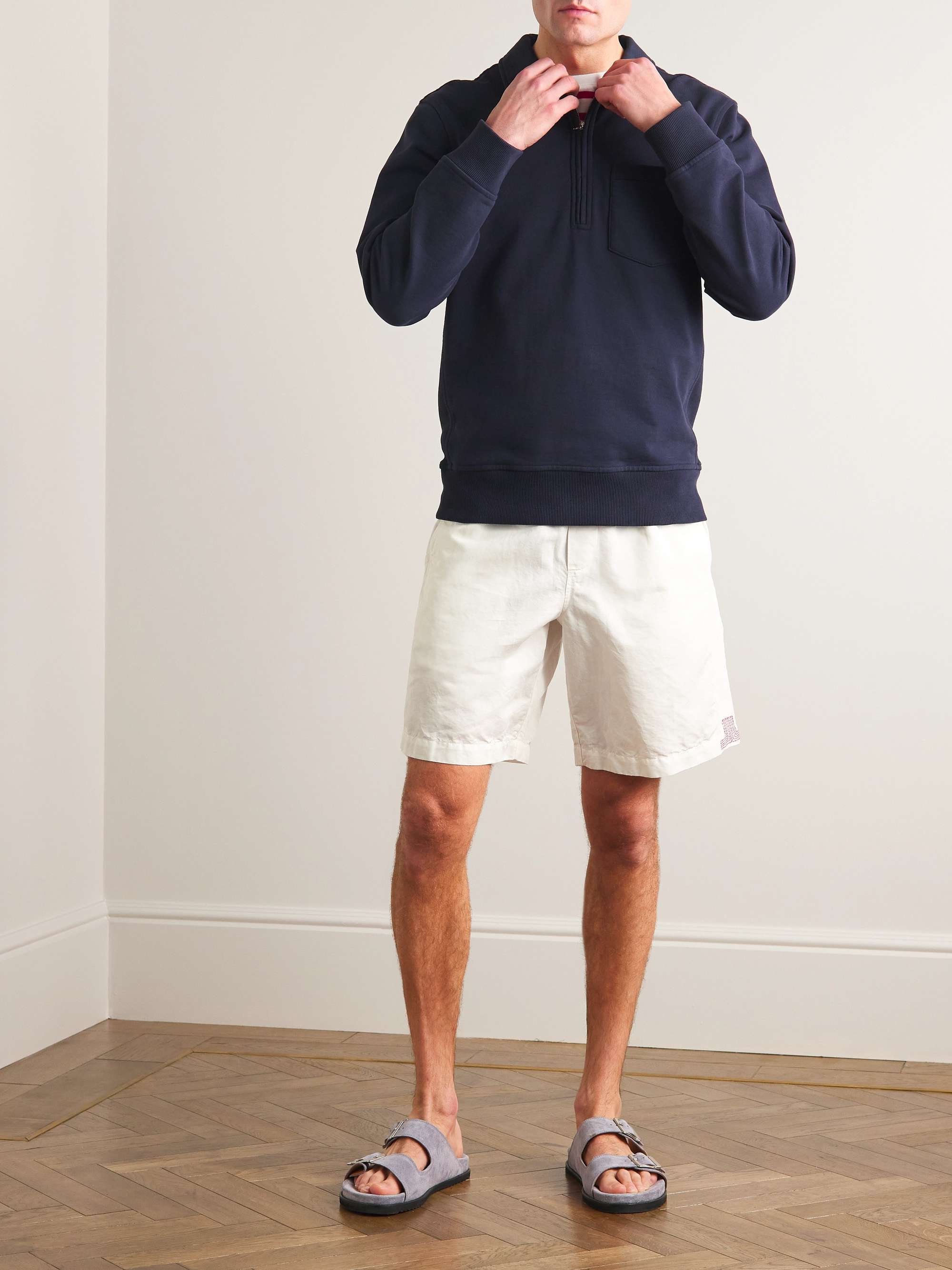 ORLEBAR BROWN Sirma Straight-Leg Garment-Dyed Cotton and Linen-Blend Shorts