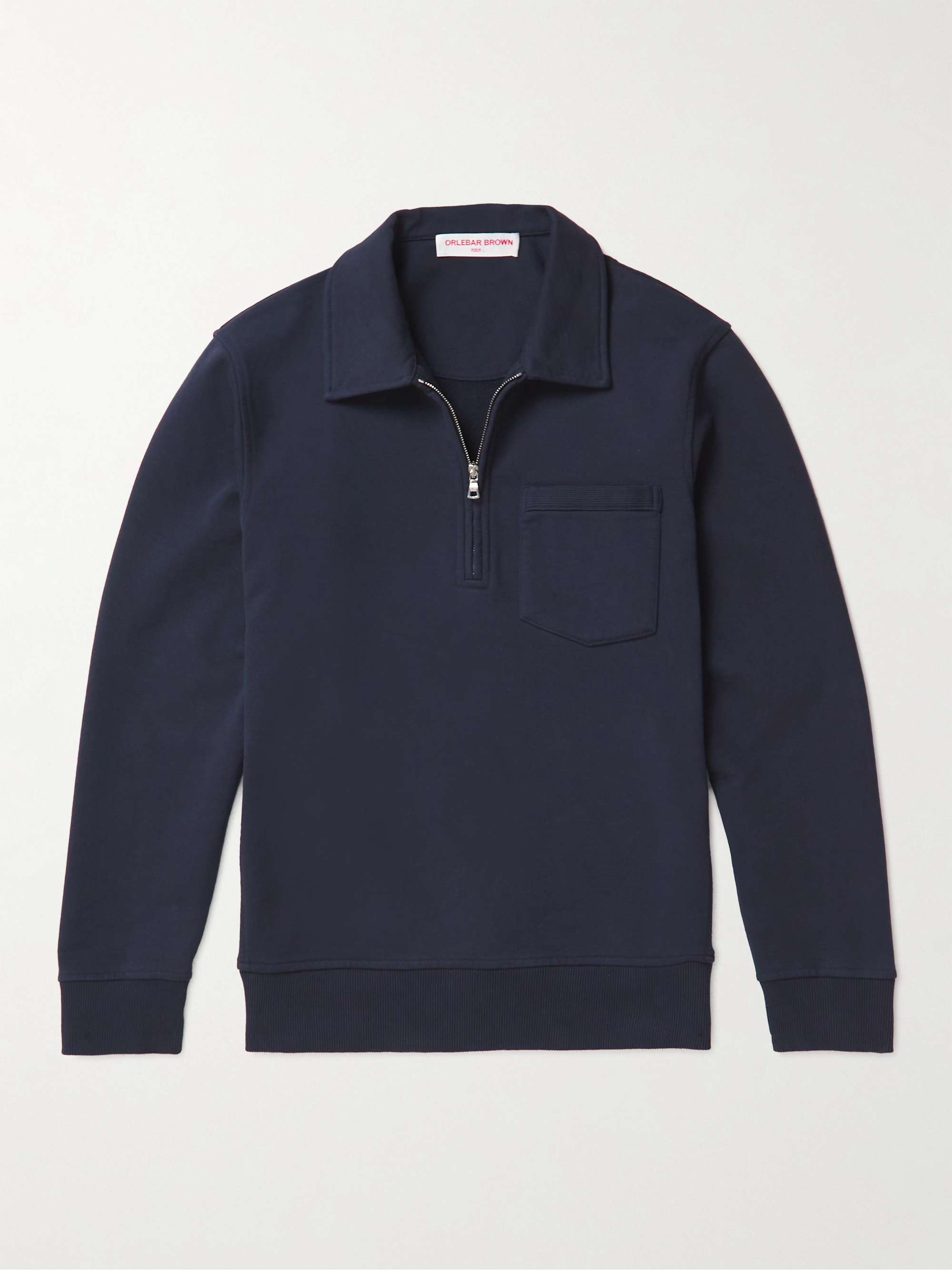ORLEBAR BROWN Bolam Garment-Dyed Cotton-Jersey Half-Zip Sweatshirt