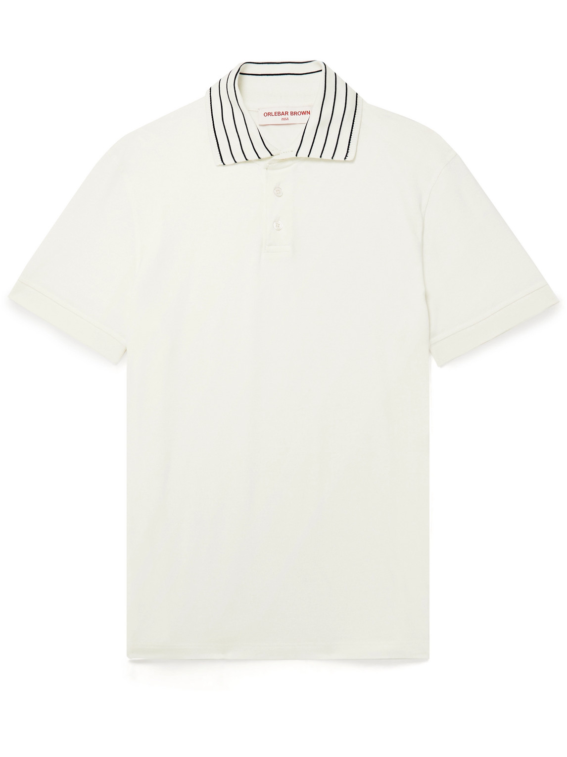 Orlebar Brown Dominic Striped Cotton-blend Polo Shirt In White