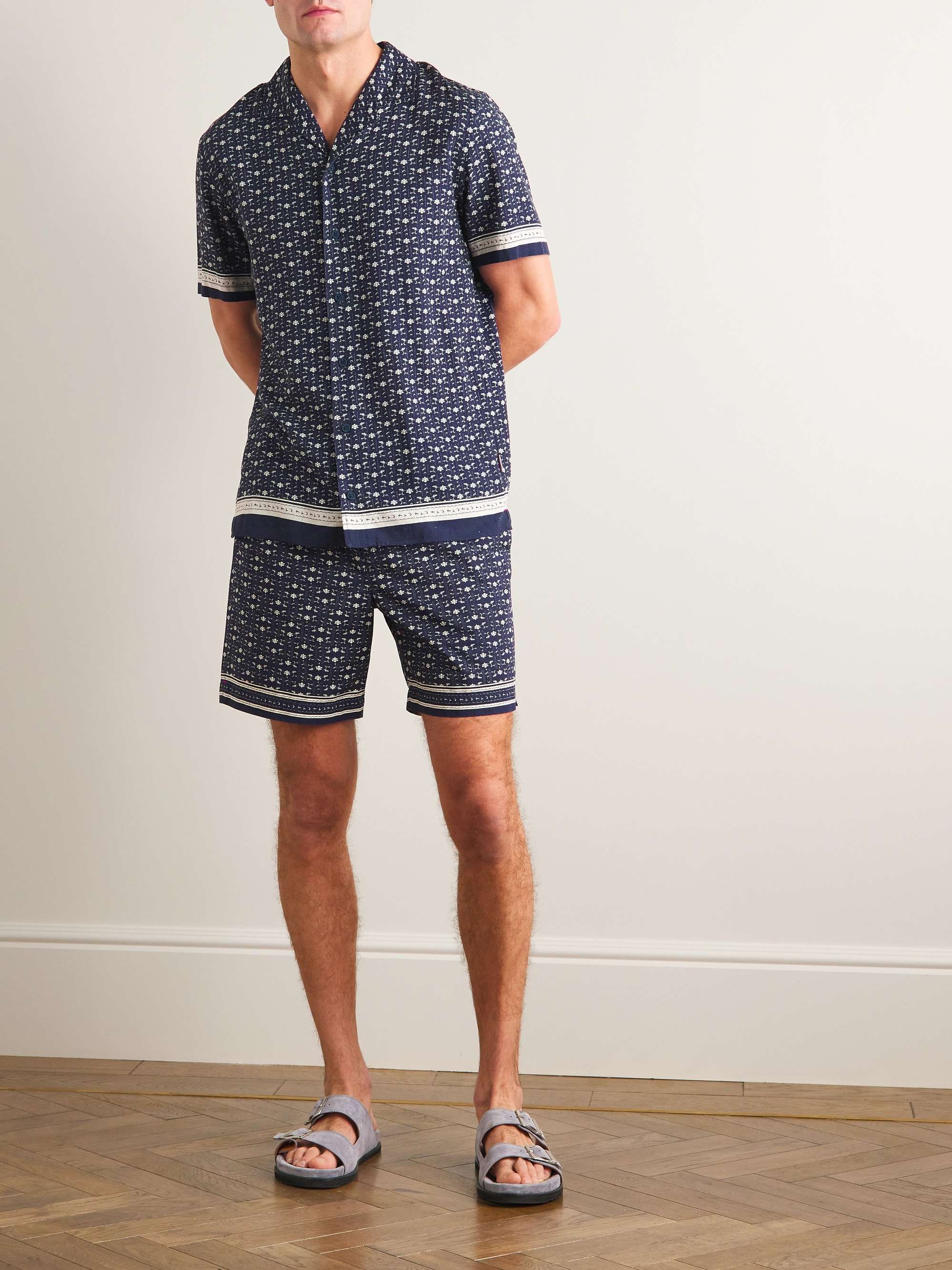 ORLEBAR BROWN Hibbert Bandana Camp-Collar Floral-Print Voile Shirt