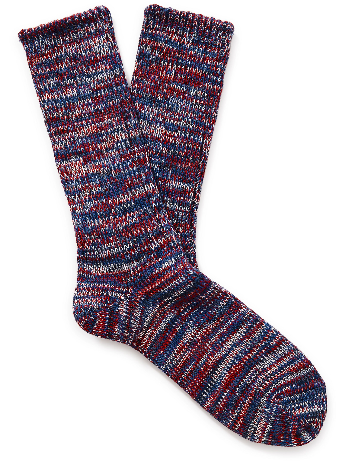 Anonymous Ism Ribbed Cotton-blend Socks In Purple