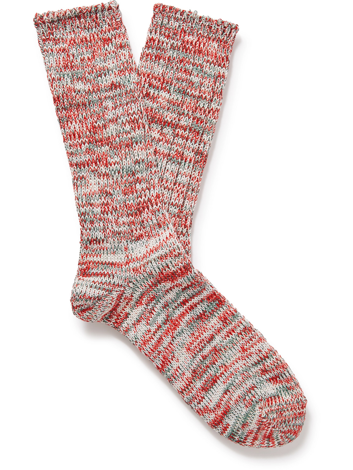 Anonymous Ism Ribbed Cotton-blend Socks In Red