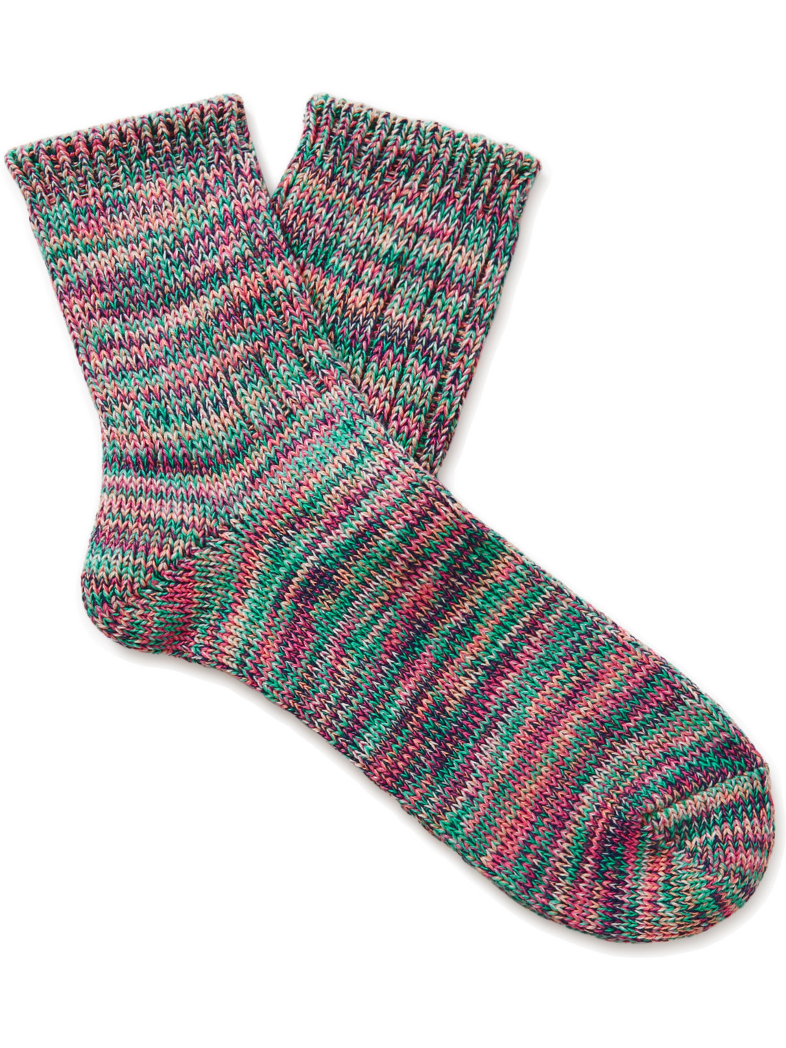 Anonymous Ism Ribbed Cotton-blend Socks In Pink