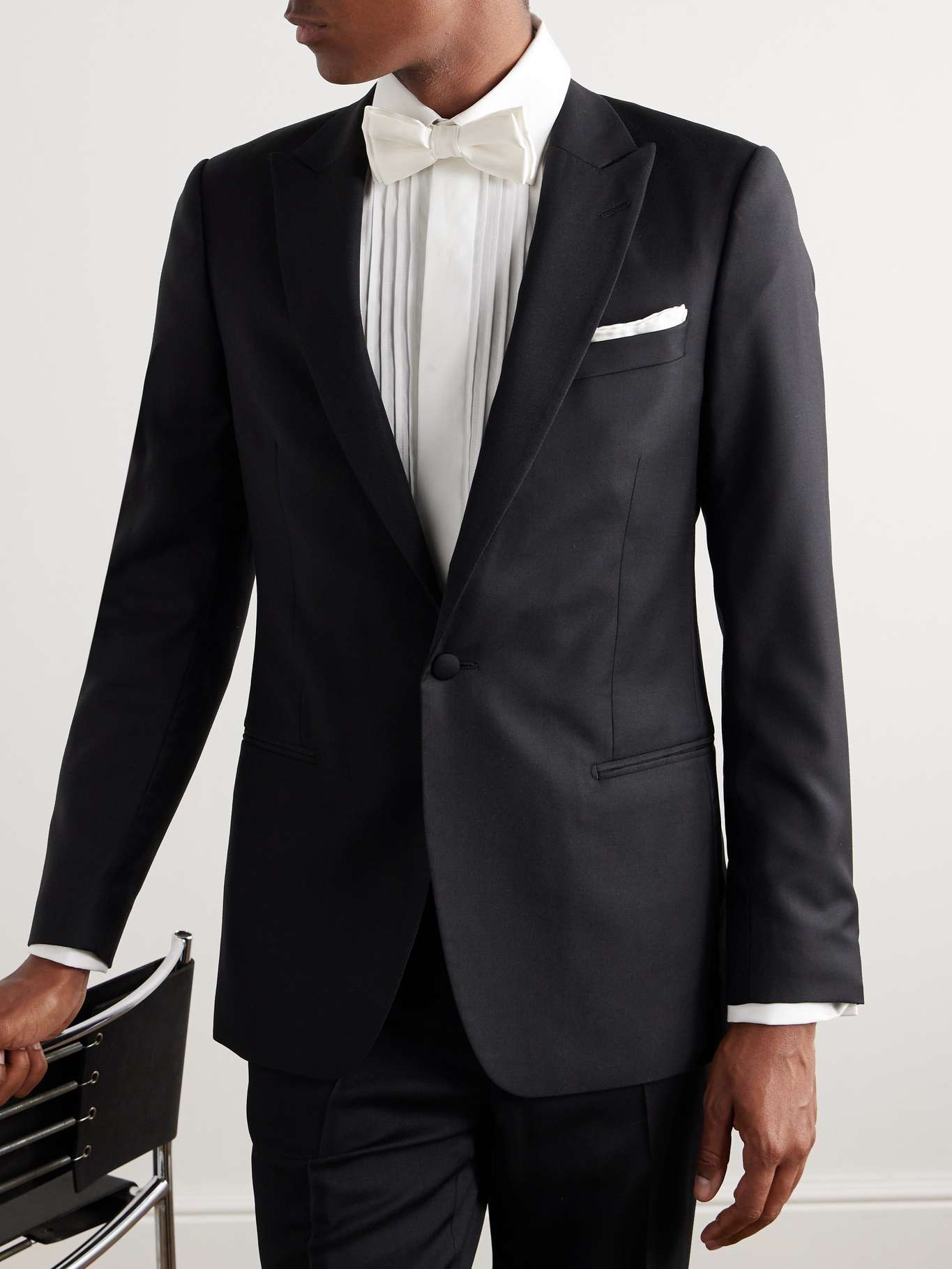 Another Tomorrow Brand New £860 Navy Wool Tuxedo Jacket XS