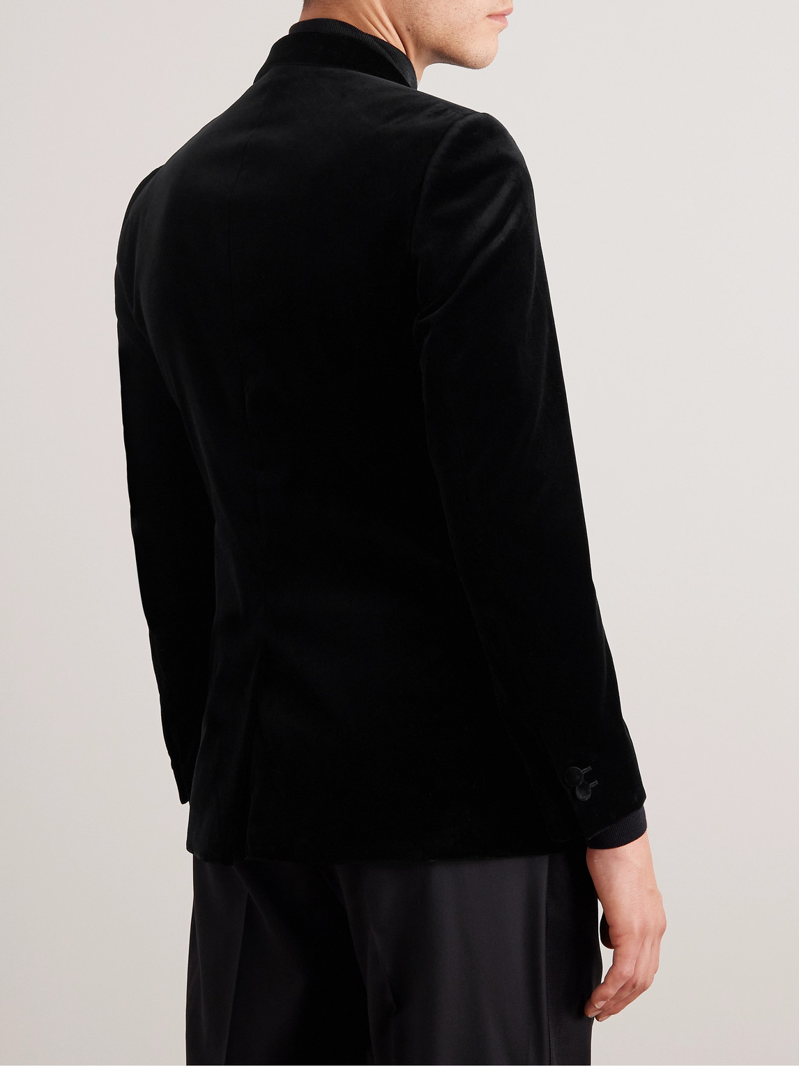 Shop Mr P Cotton-blend Velvet Tuxedo Jacket In Black