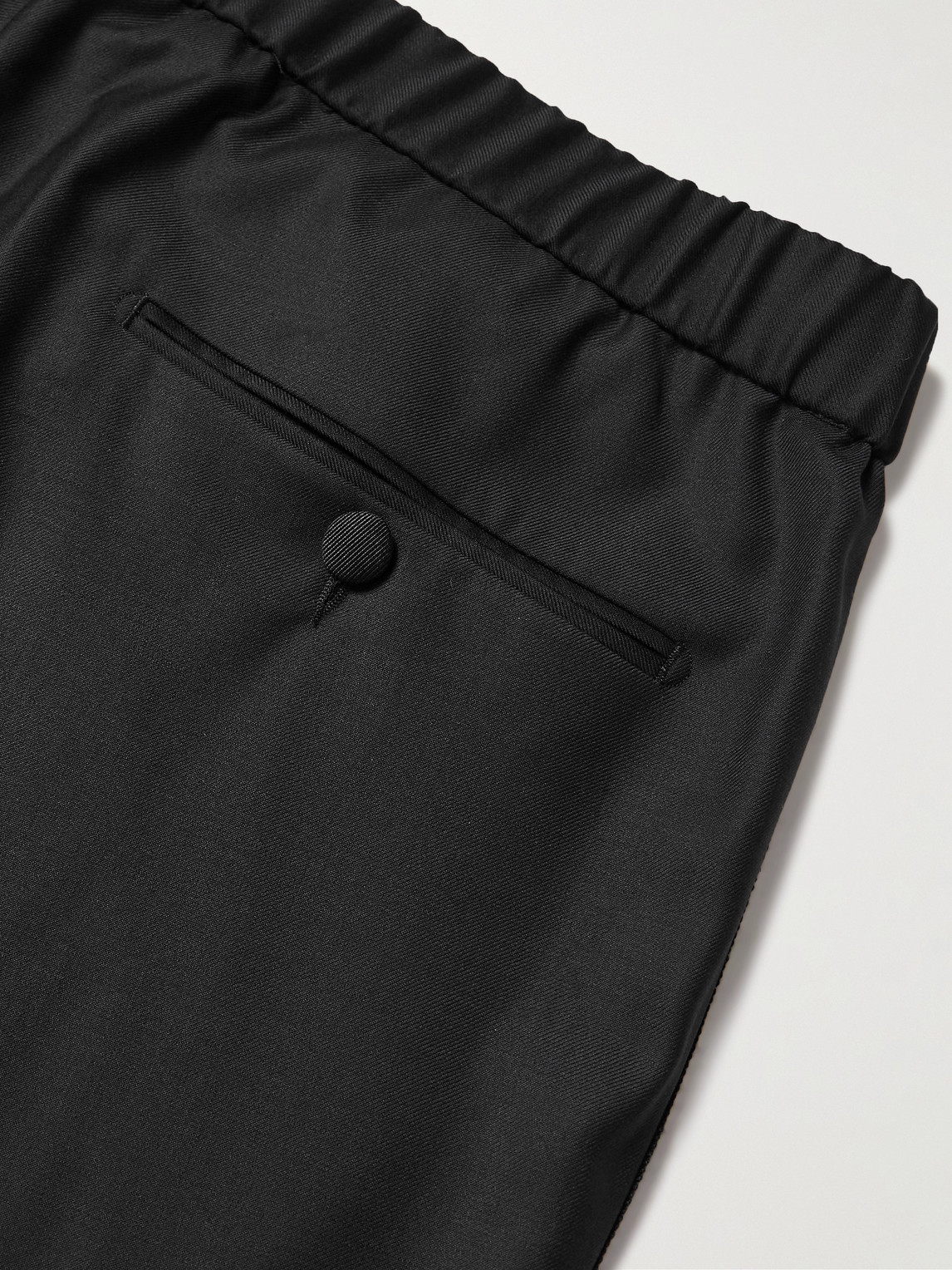 Mr P Straight-leg Virgin Wool Drawstring Tuxedo Trousers In Black