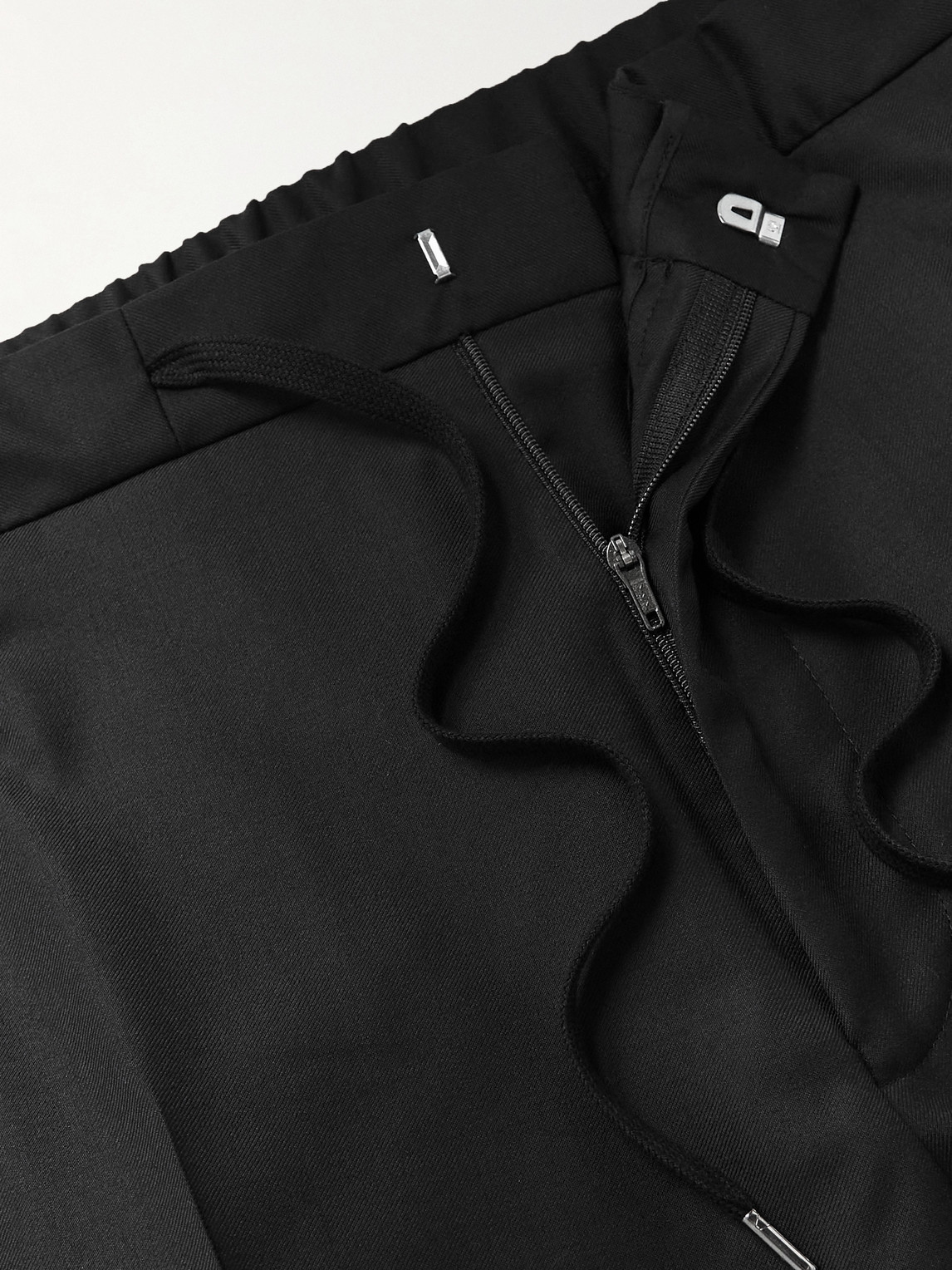Mr P Straight-leg Virgin Wool Drawstring Tuxedo Trousers In Black