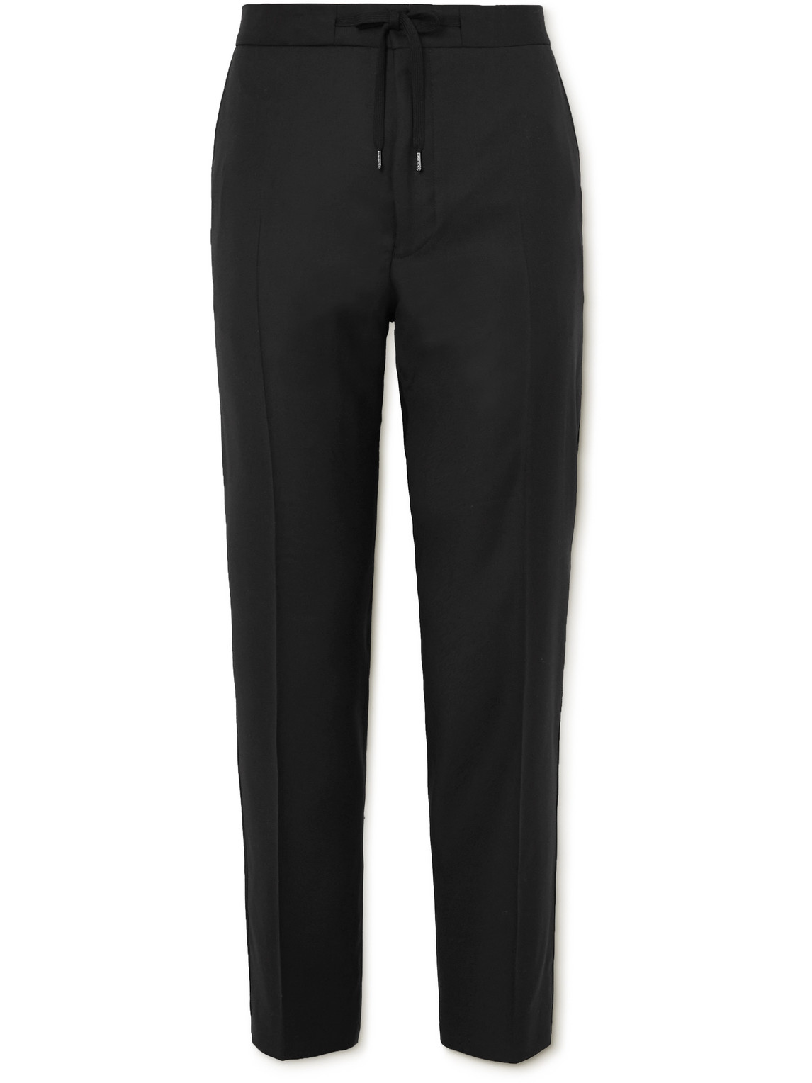 Mr P Straight-leg Virgin Wool Drawstring Tuxedo Trousers In Black