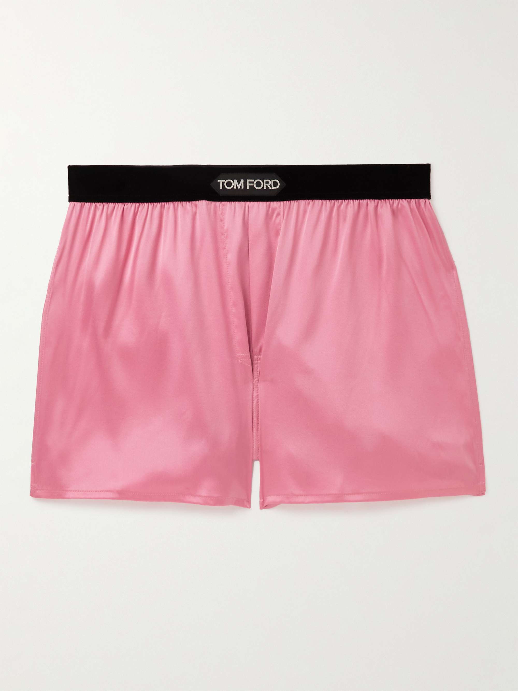 TOM FORD Velvet-Trimmed Silk-Satin Boxer Shorts