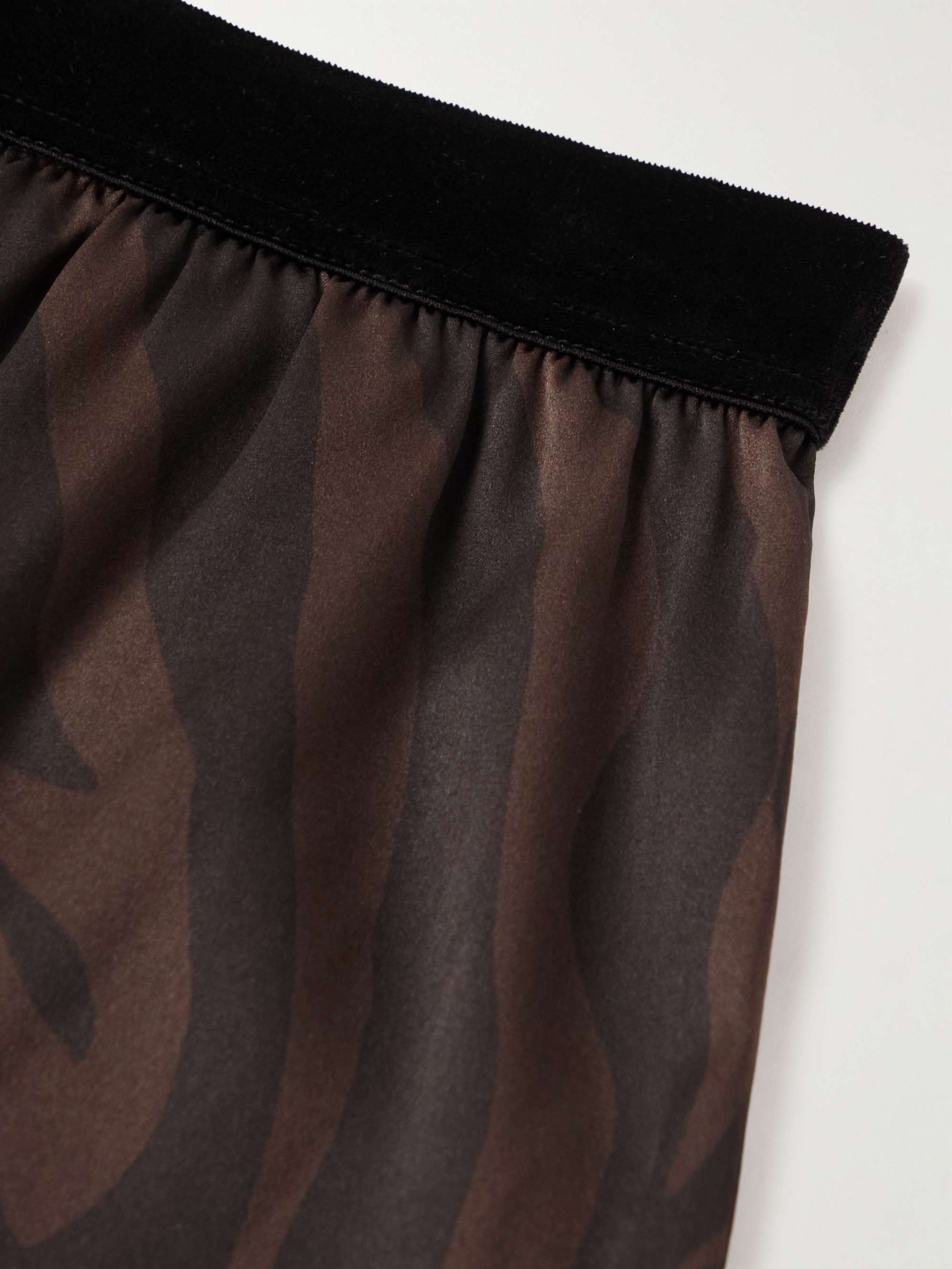 TOM FORD Zebra-Print Velvet-Trimmed Silk-Satin Boxer Shorts
