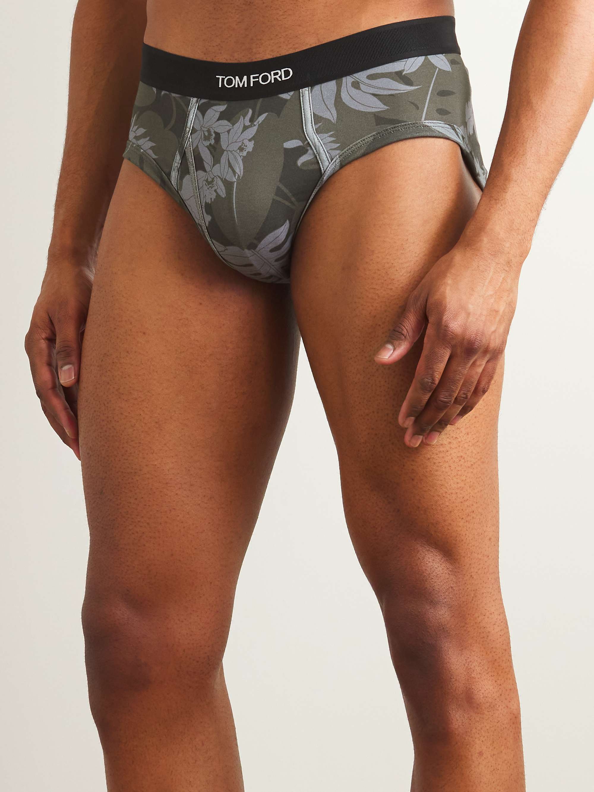 TOM FORD Floral-Print Stretch-Cotton Briefs