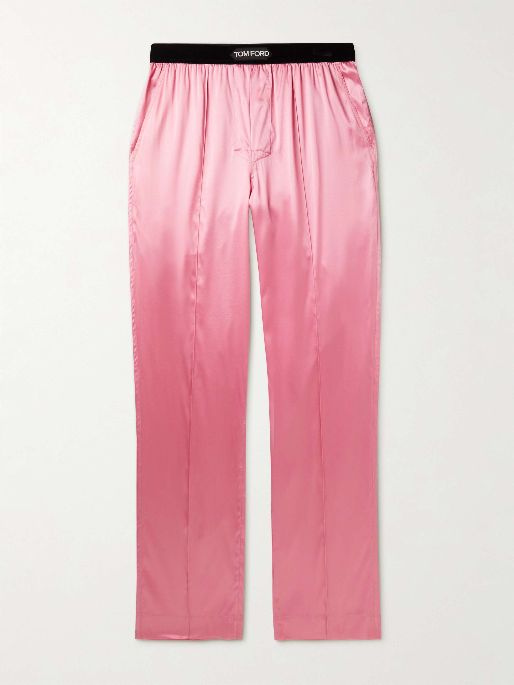 TOM FORD Straight-Leg Velvet-Trimmed Silk-Blend Pyjama Trousers | MR PORTER