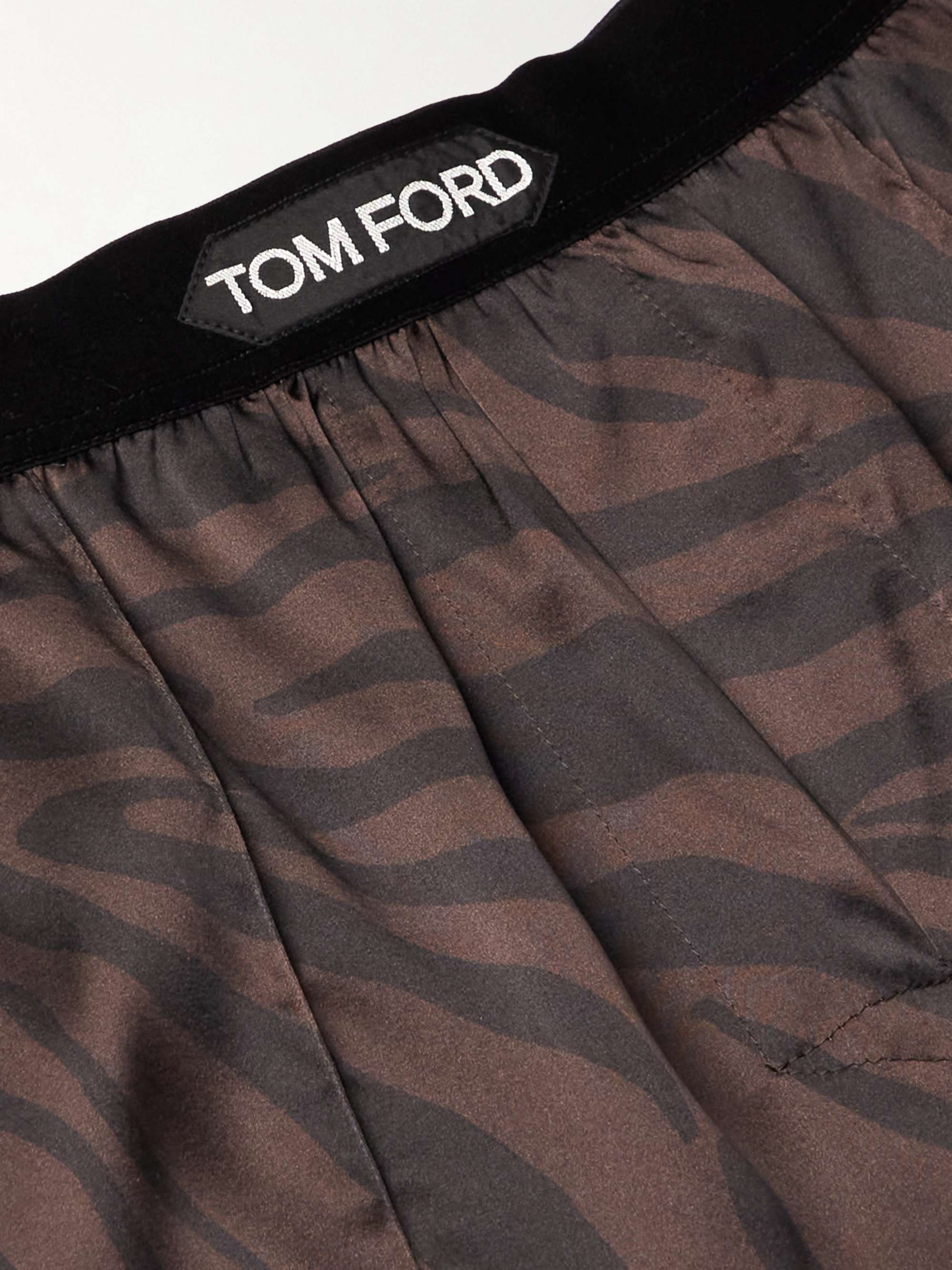 TOM FORD Straight-Leg Velvet-Trimmed Printed Silk-Blend Pyjama Trousers