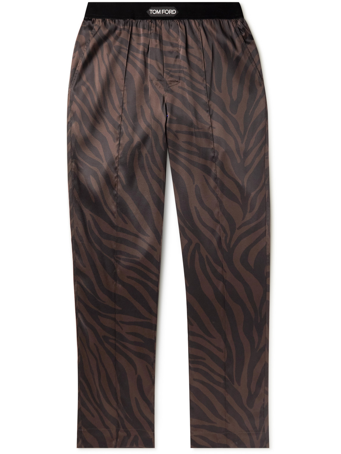 Straight-Leg Velvet-Trimmed Printed Silk-Blend Pyjama Trousers