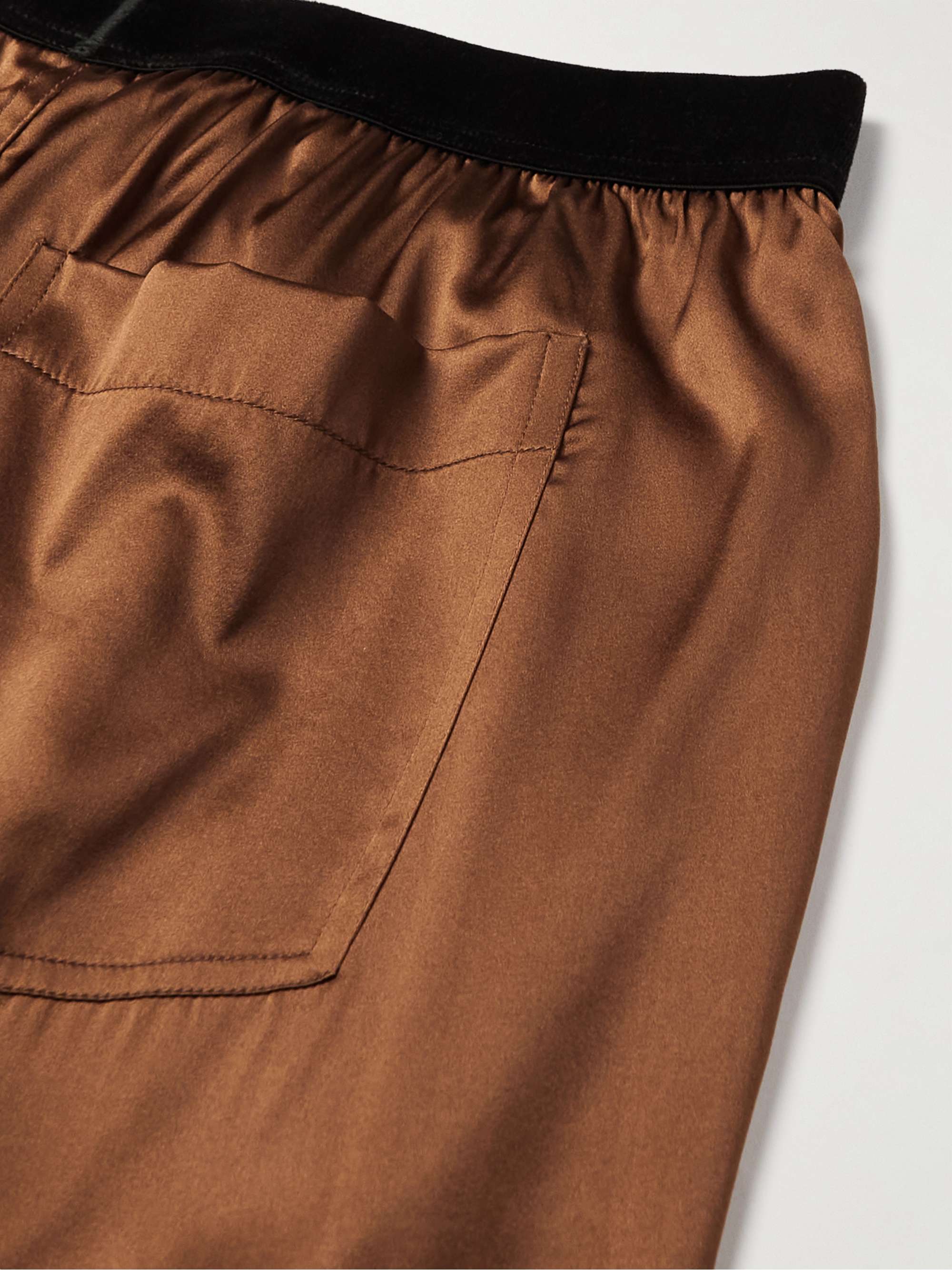 TOM FORD Velvet-Trimmed Stretch-Silk Satin Pyjama Trousers