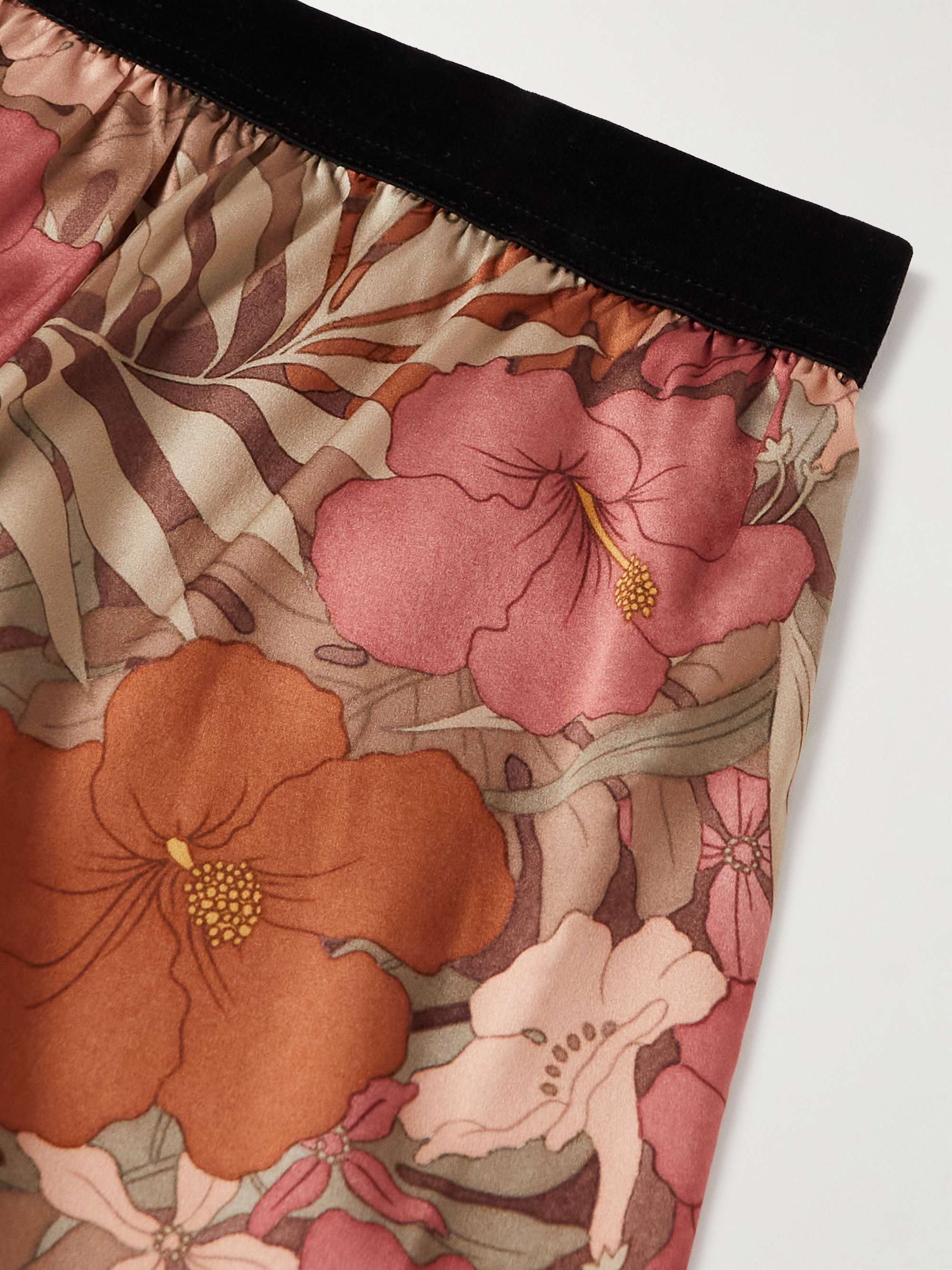 TOM FORD Floral-Print Velvet-Trimmed Stretch-Silk Satin Boxer Briefs