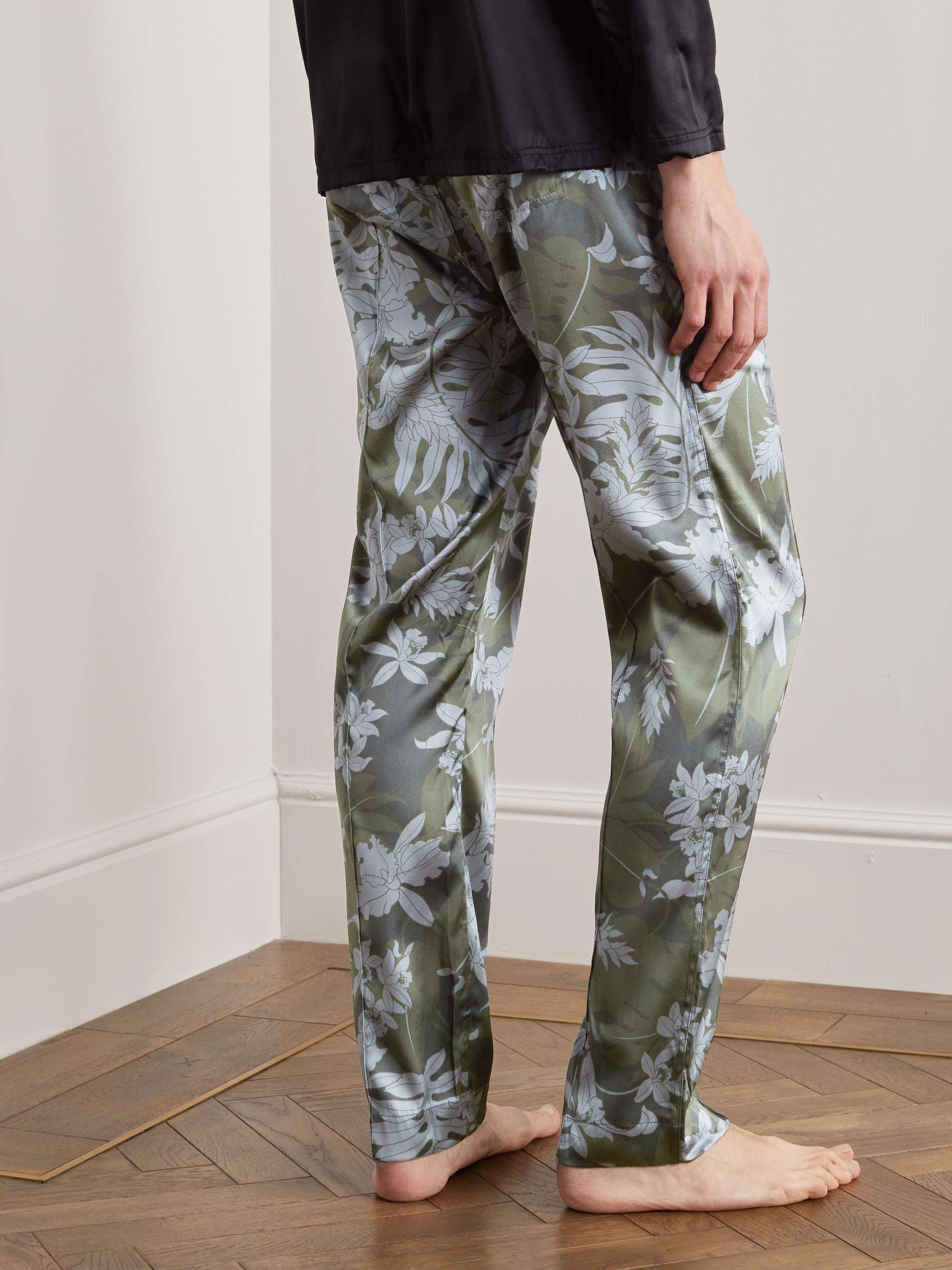 TOM FORD Straight-Leg Velvet-Trimmed Floral-Print Silk-Blend Pyjama Trousers
