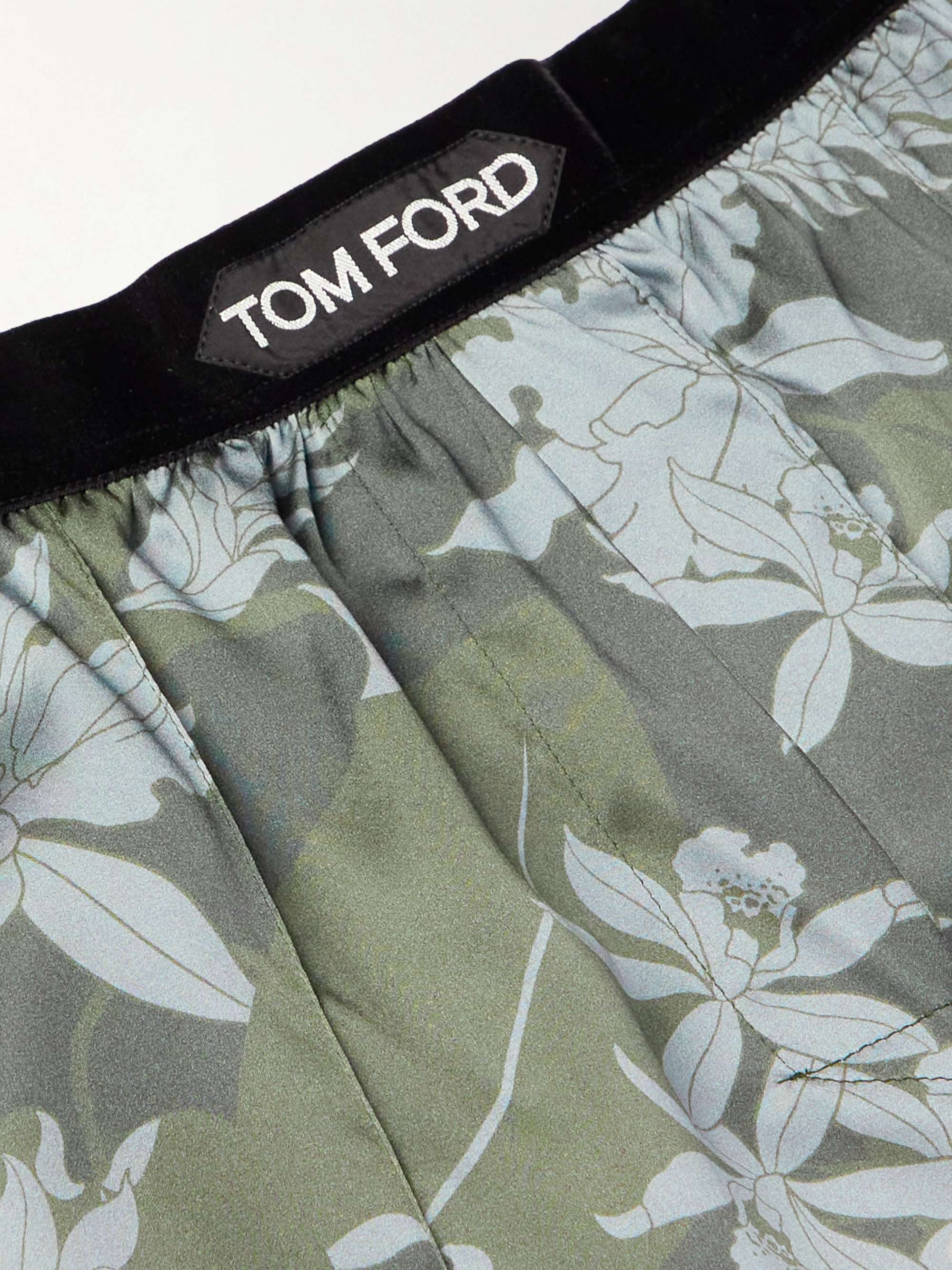 TOM FORD Straight-Leg Velvet-Trimmed Floral-Print Silk-Blend Pyjama Trousers