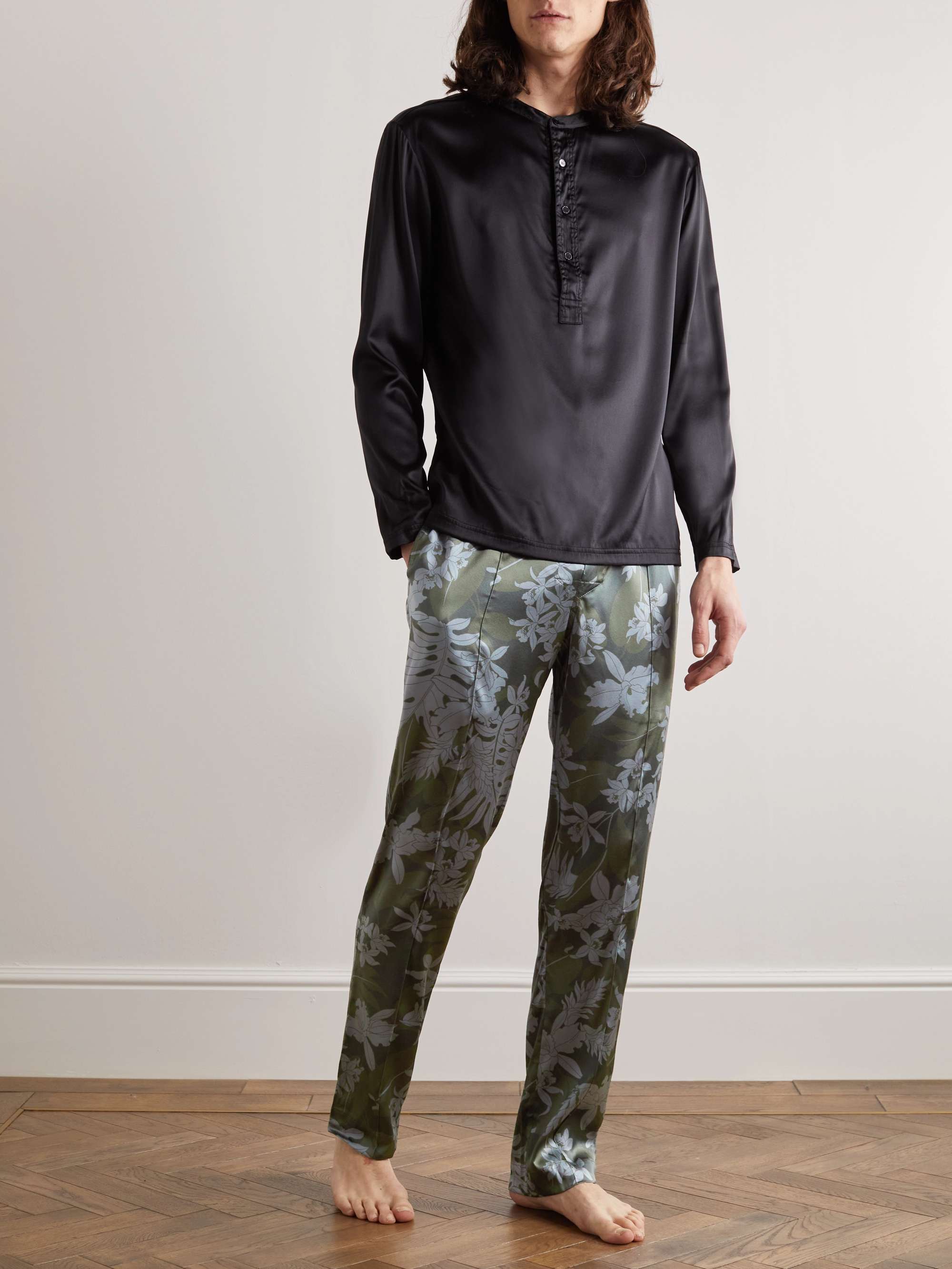 TOM FORD Straight-Leg Velvet-Trimmed Floral-Print Silk-Blend Pyjama Trousers