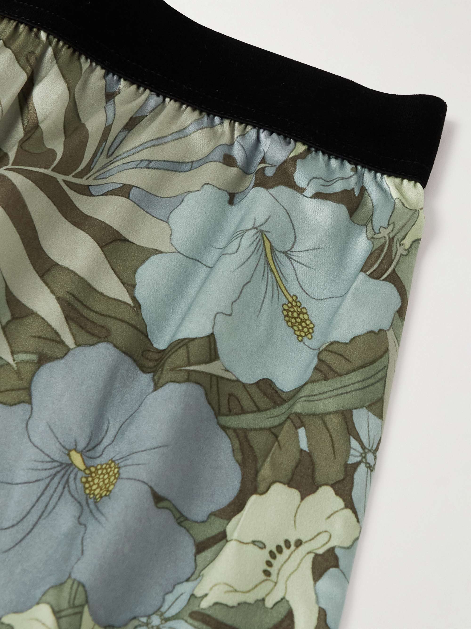 TOM FORD Floral-Print Velvet-Trimmed Stretch-Silk Satin Boxer Briefs