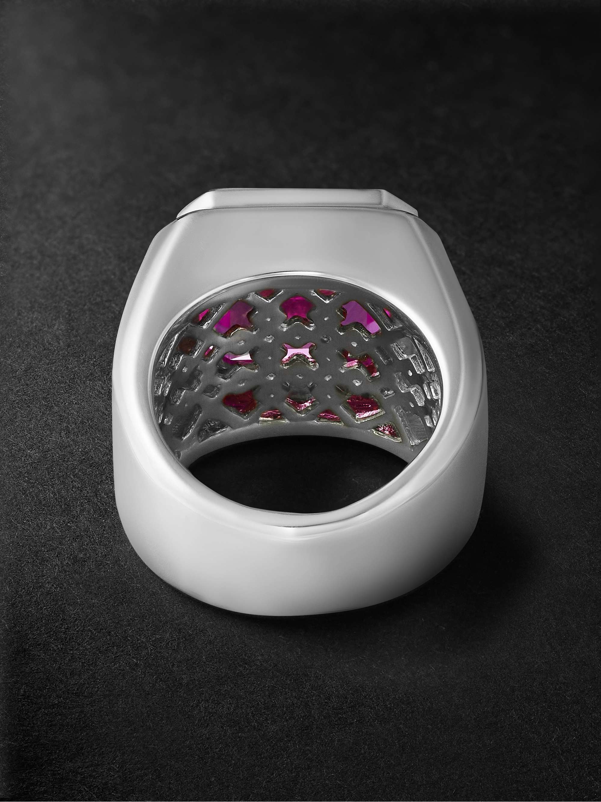 42 SUNS 14-Karat White Gold Pink Sapphire Signet Ring