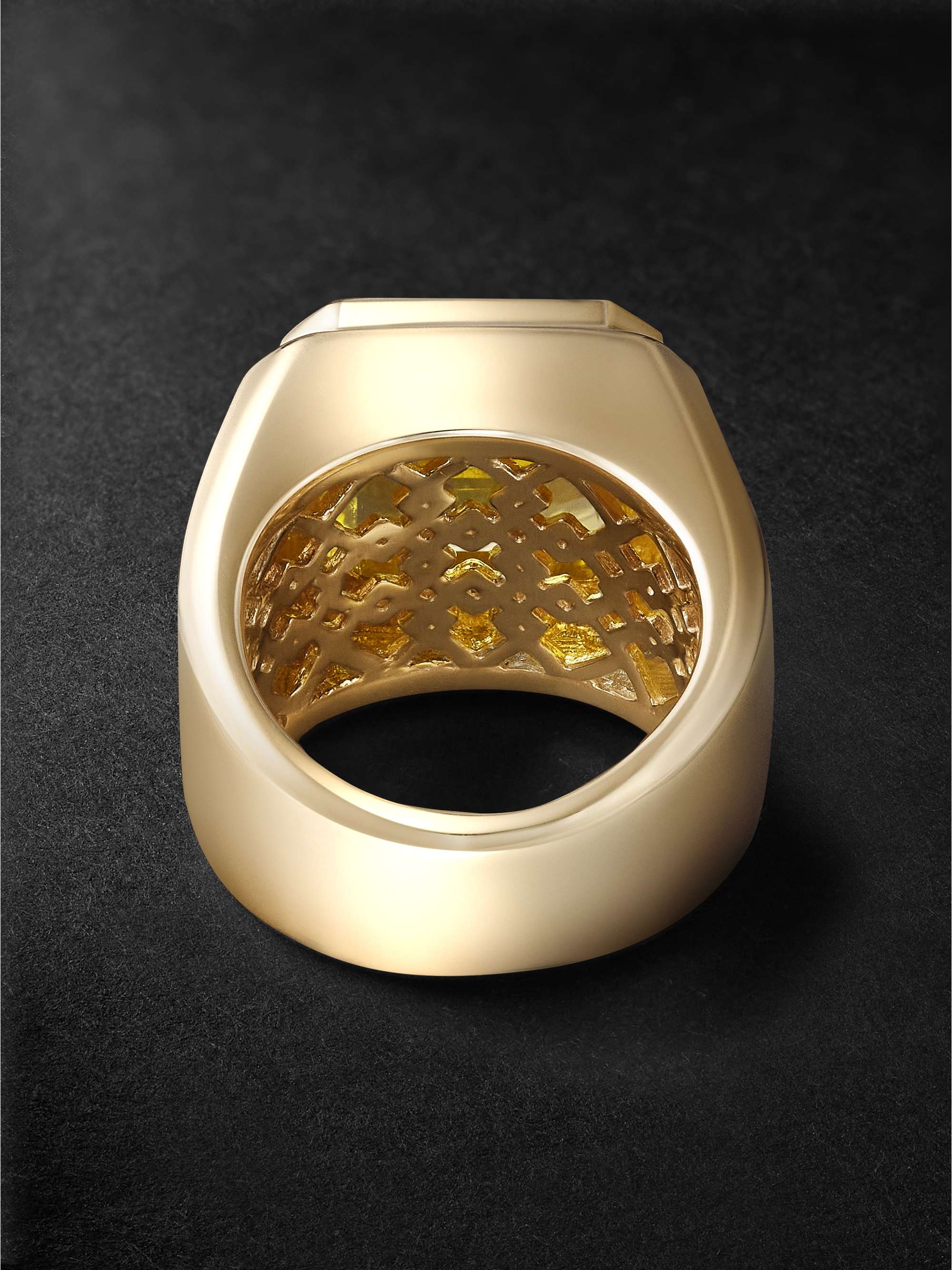 42 SUNS 14-Karat Gold Yellow Sapphire Signet Ring