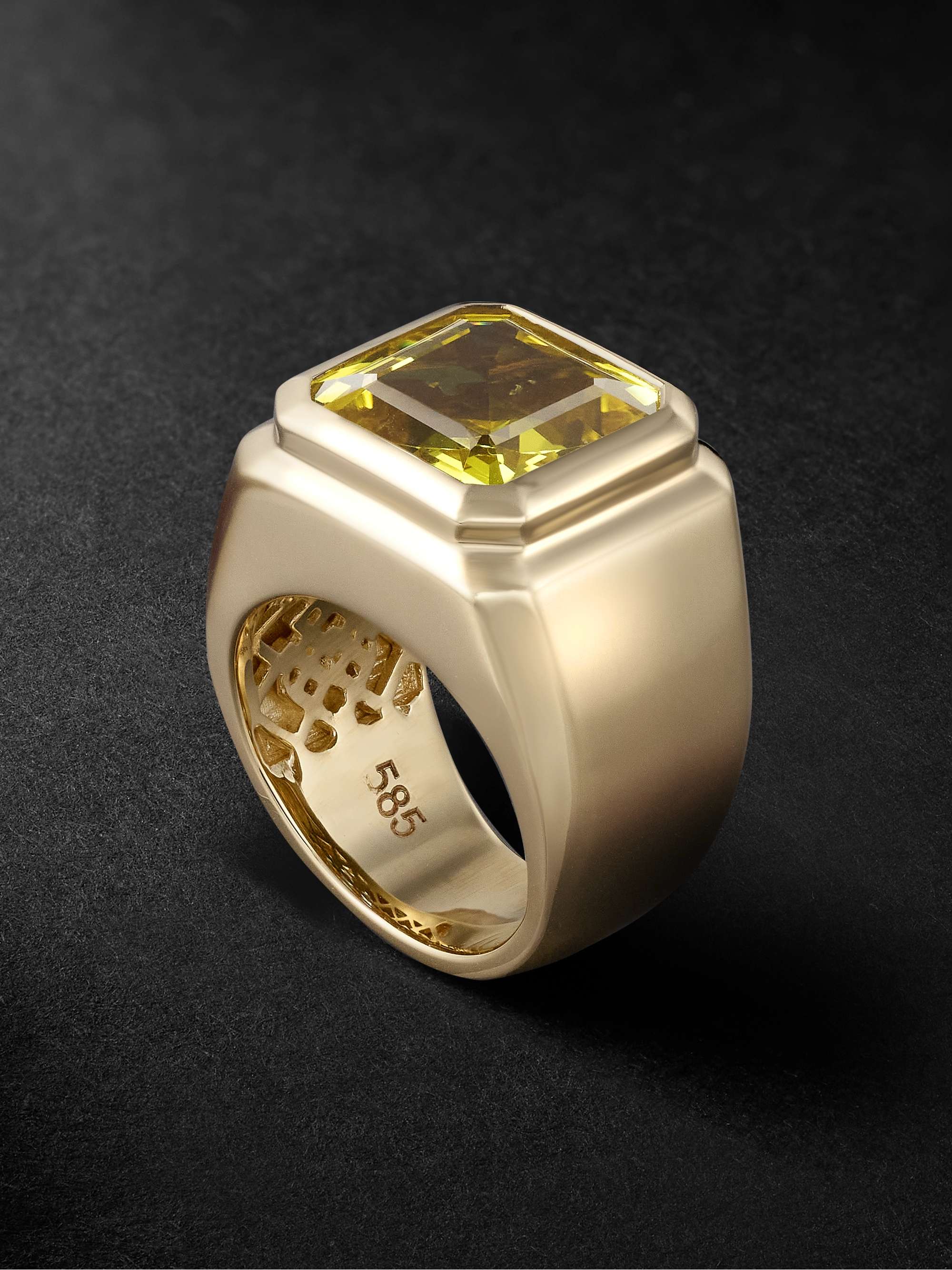 42 SUNS 14-Karat Gold Yellow Sapphire Signet Ring
