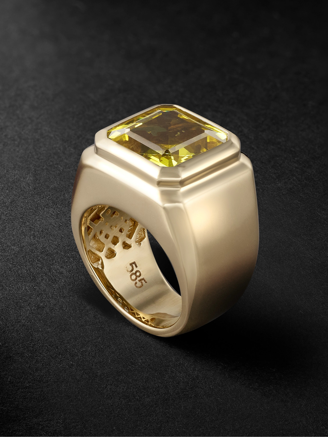 14-Karat Gold Yellow Sapphire Signet Ring