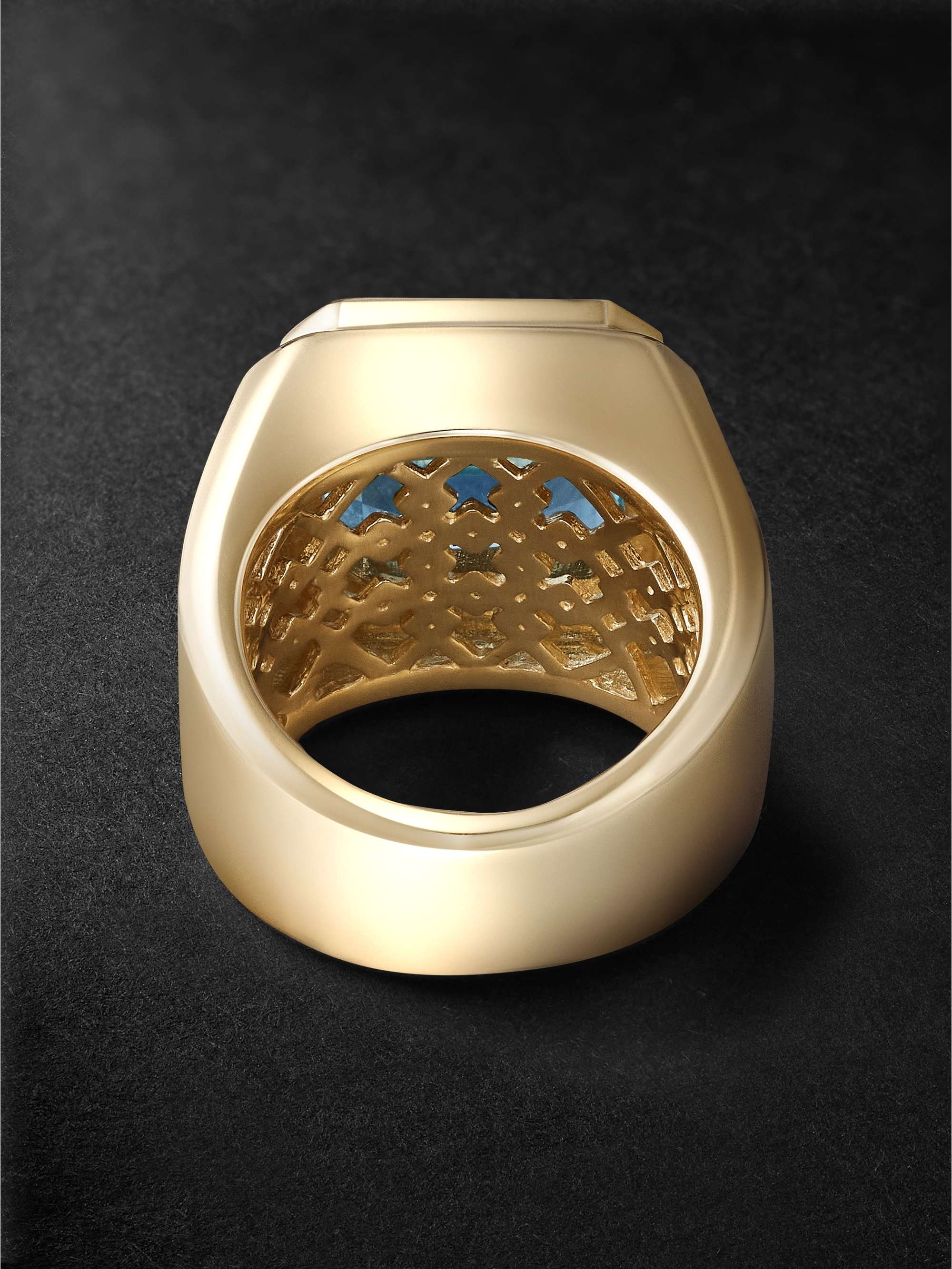 42 SUNS 14-Karat Gold Blue Topaz Signet Ring