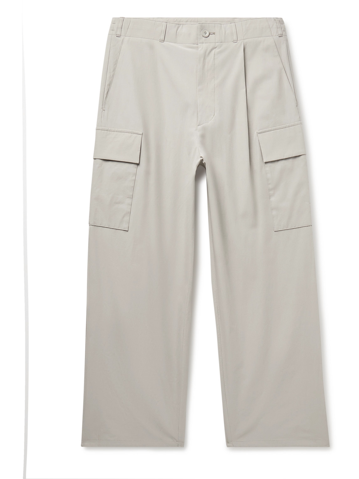 Straight-Leg Cropped Cotton Drawstring Cargo Trousers