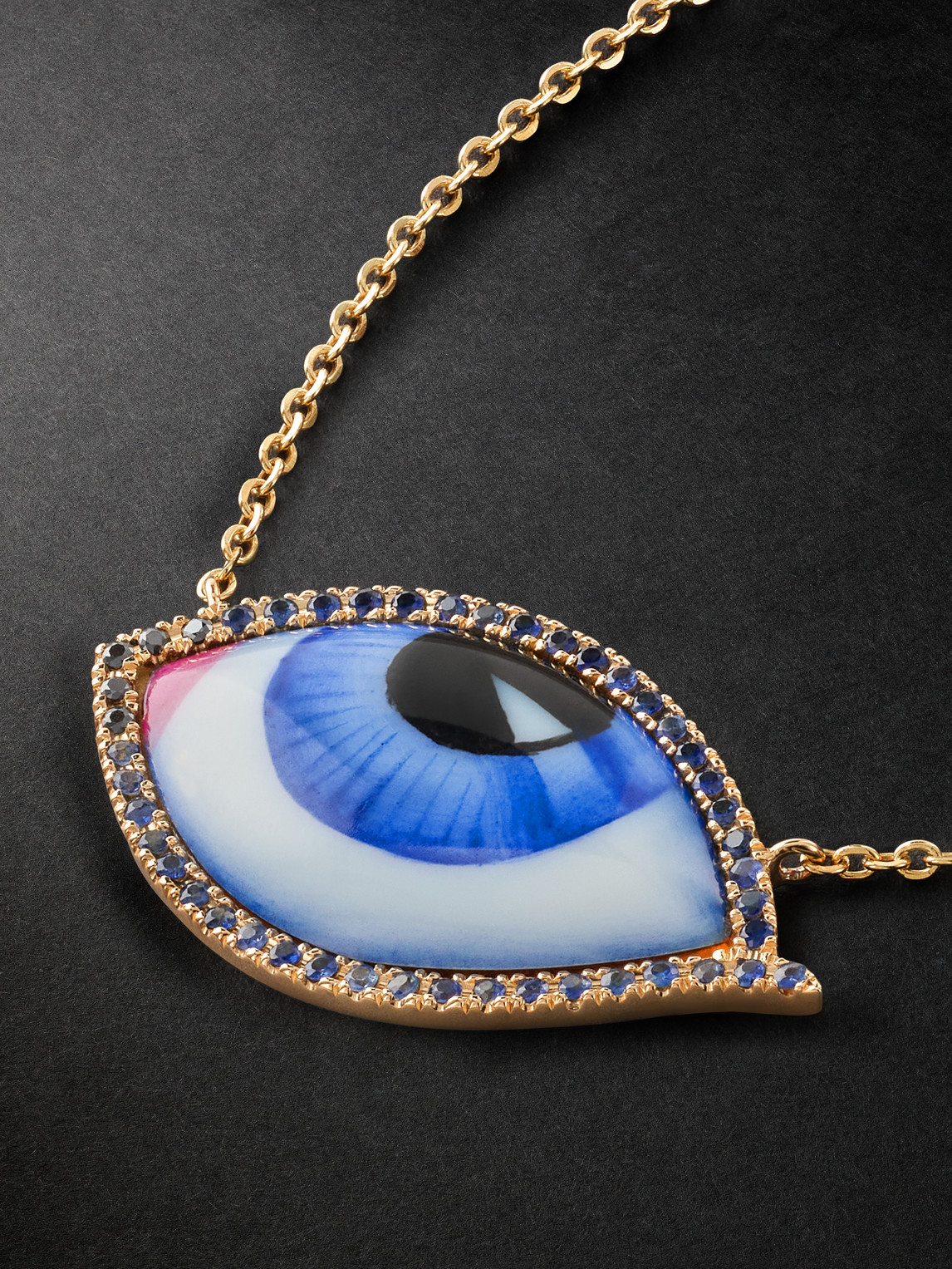 Shop Lito Grand Bleu Gold, Enamel, Sapphire And Diamond Necklace In Blue