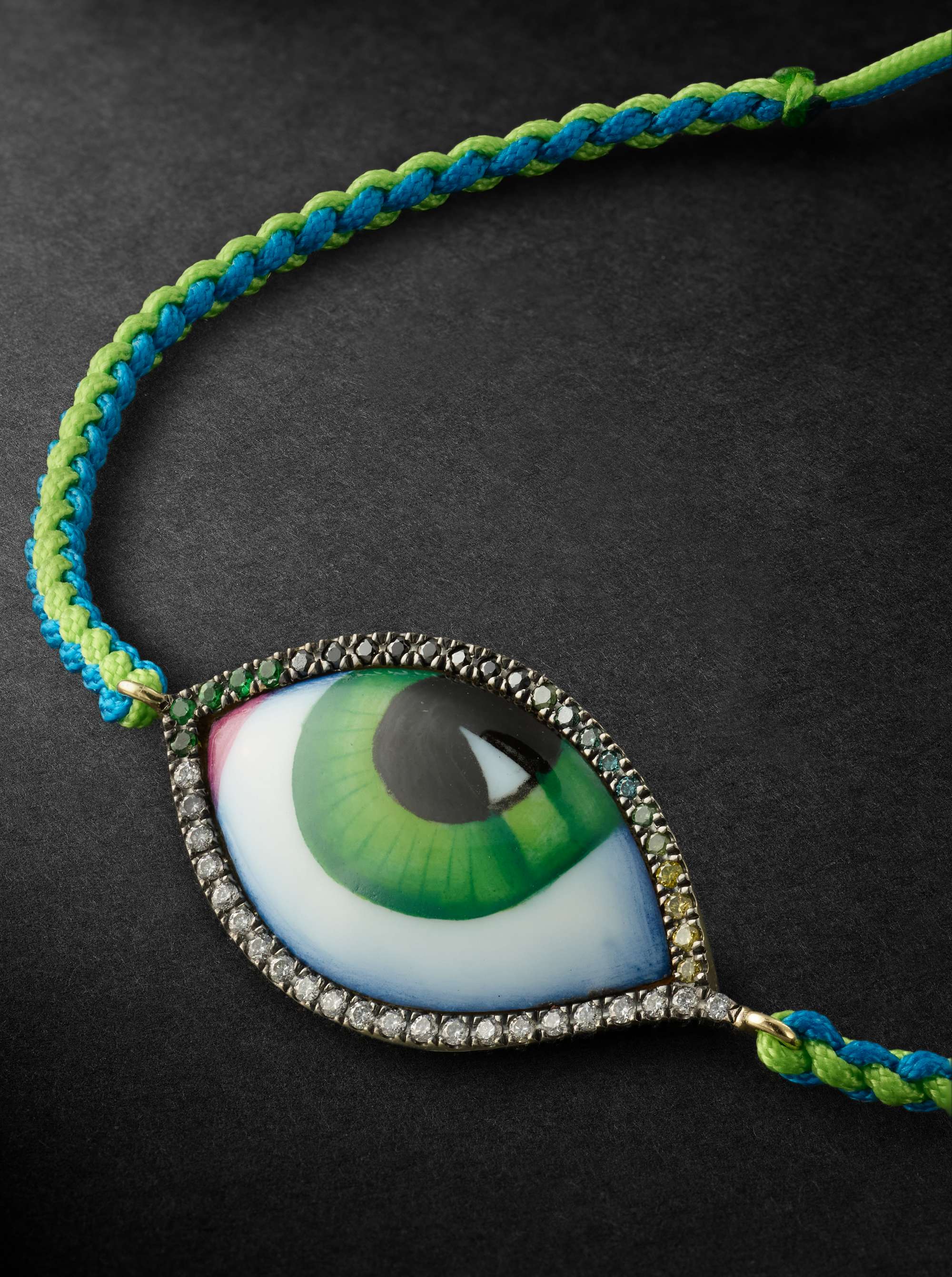 LITO Grand Vert Gold, Enamel and Diamond Cord Bracelet