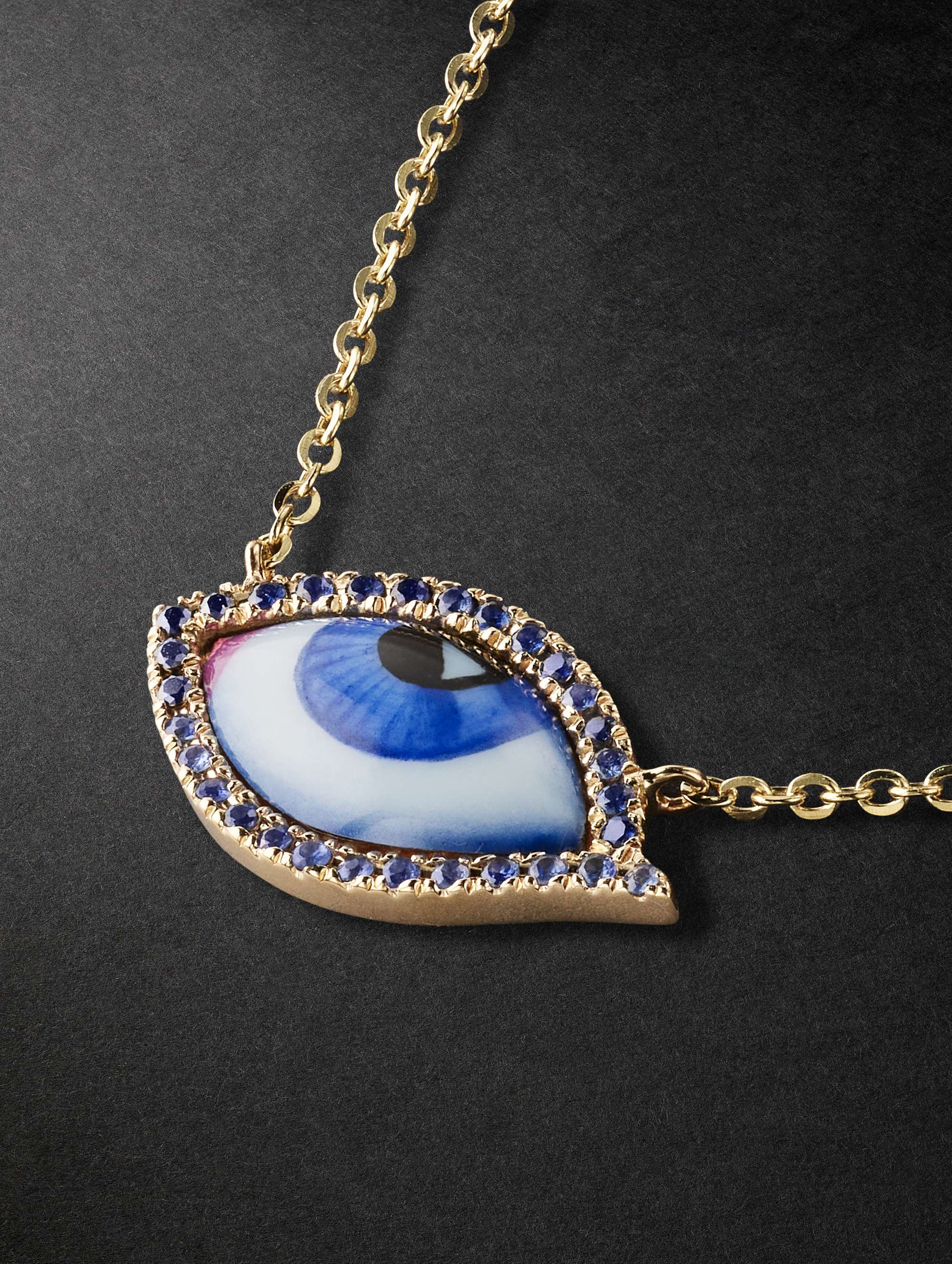 LITO Petit Bleu Gold, Enamel, Sapphire and Diamond Necklace