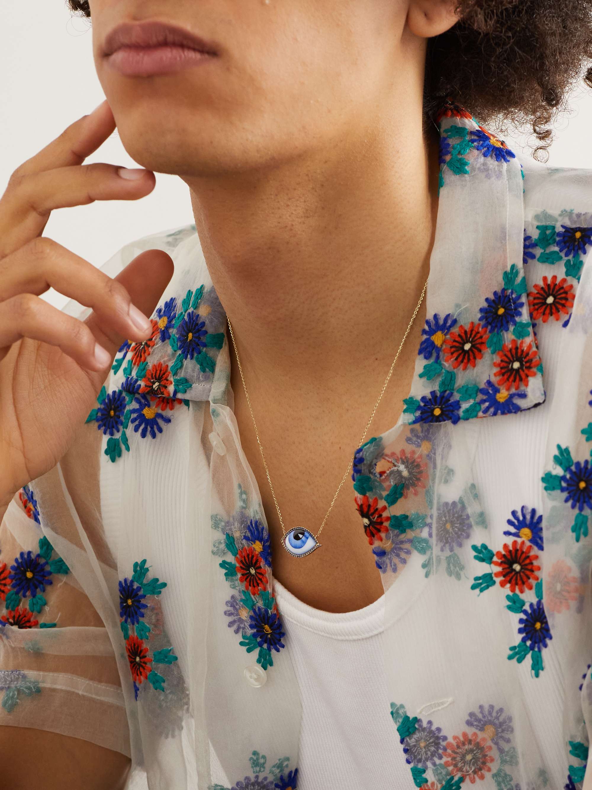LITO Petit Bleu Gold, Enamel, Sapphire and Diamond Necklace