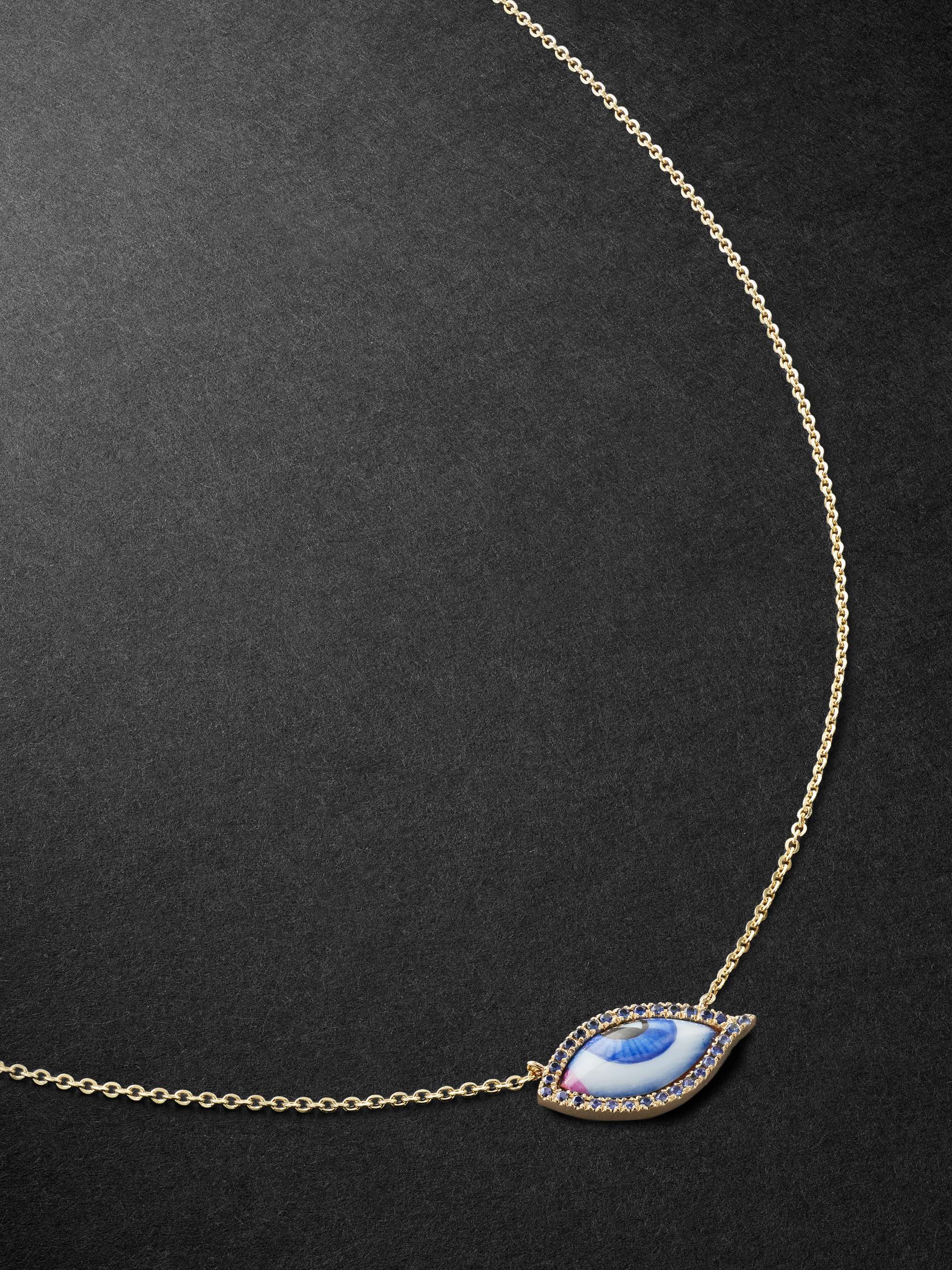 LITO Petit Bleu Gold, Enamel, Sapphire and Diamond Necklace