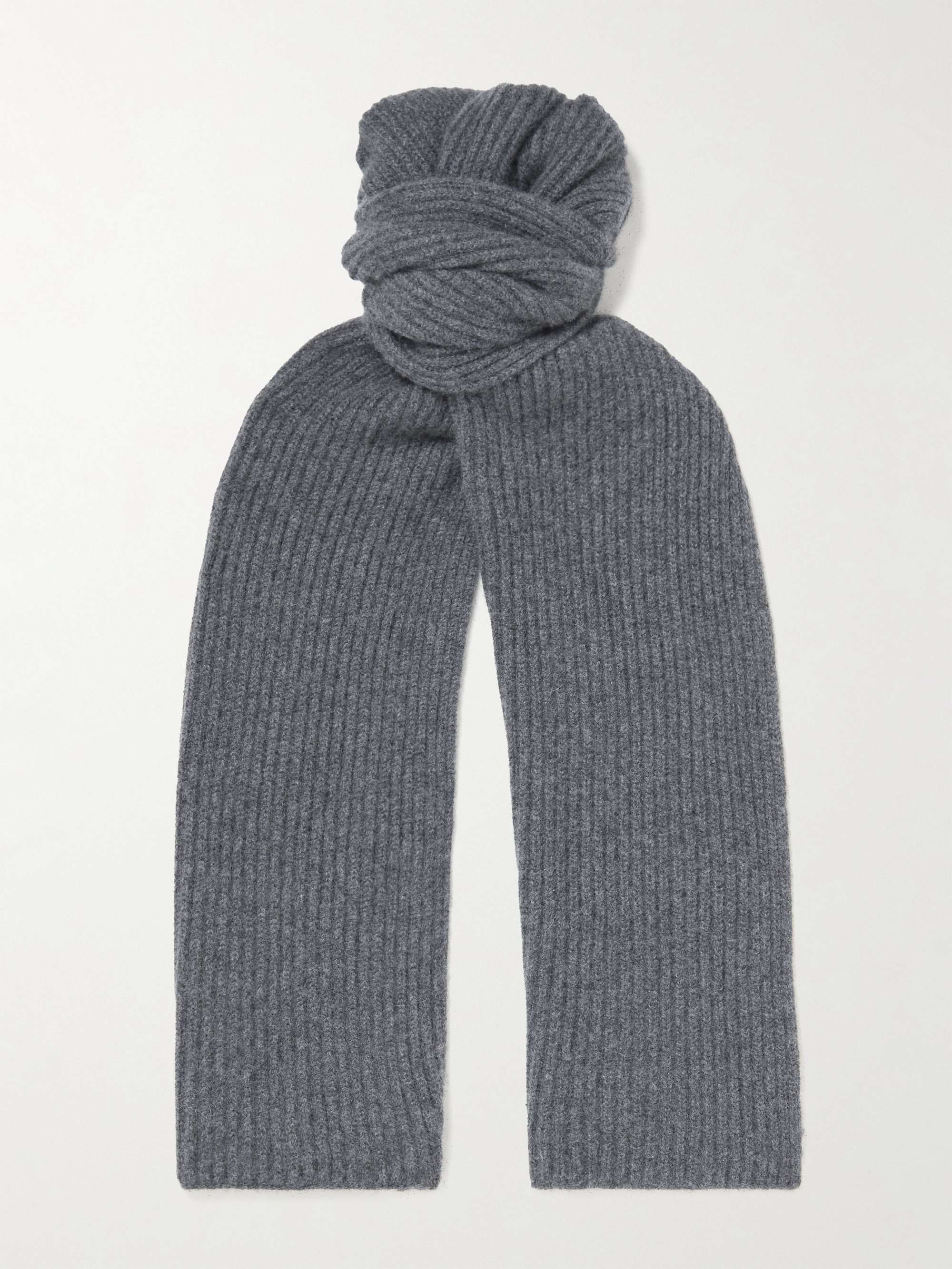 Mens Pure Cashmere Ribbed Scarf