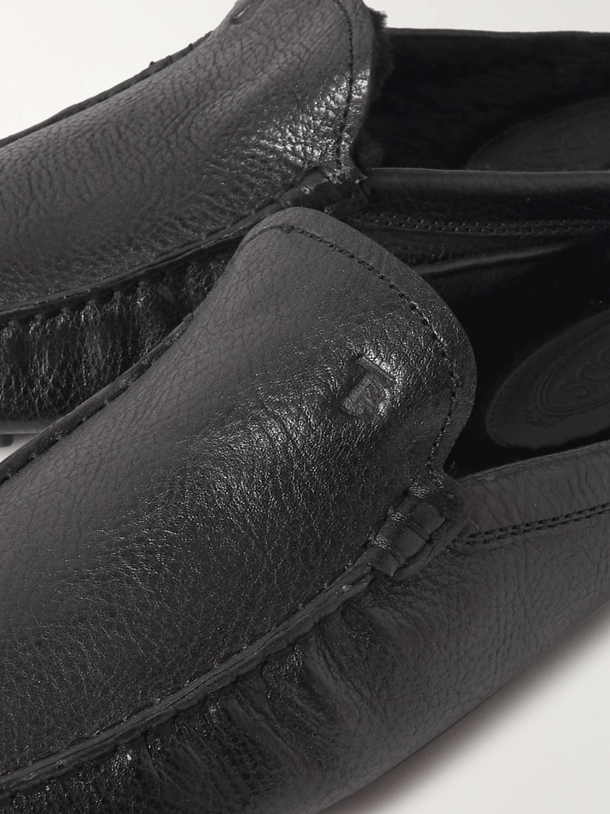 TOD'S Shearling-Lined Full-Grain Leather Slippers