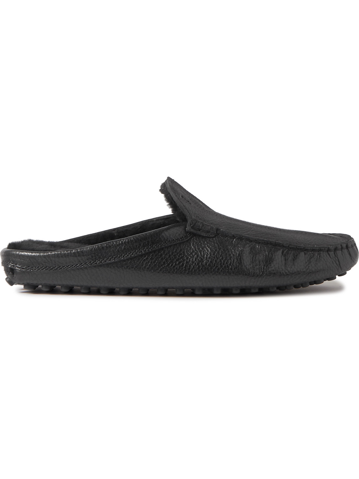 Shearling-Lined Full-Grain Leather Slippers