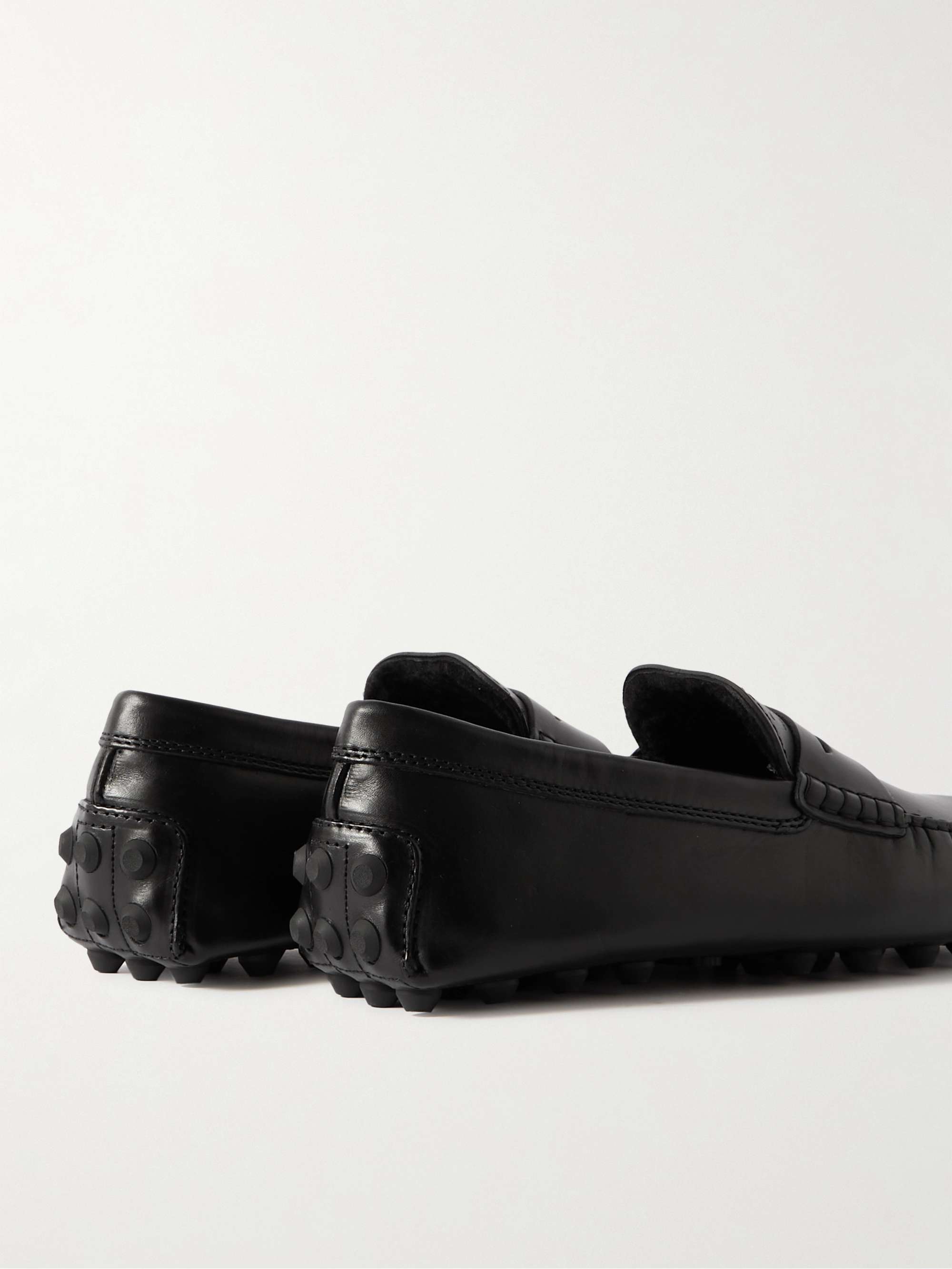TOD'S Gommino Shearling-Lined Leather Driving Shoes